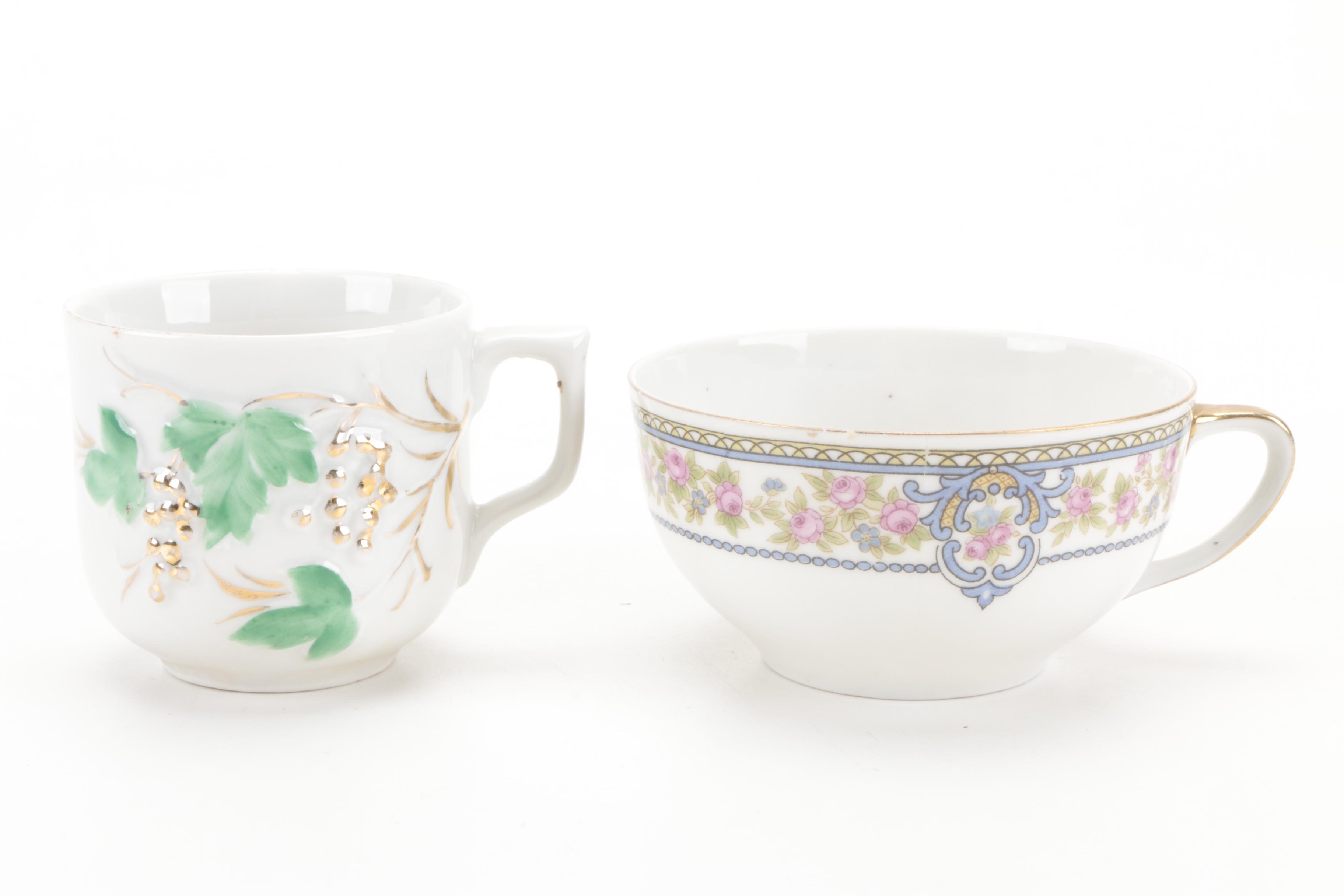 Limoges with Other Porcelain and Ceramic Teacups, Late 19th to 20th Century