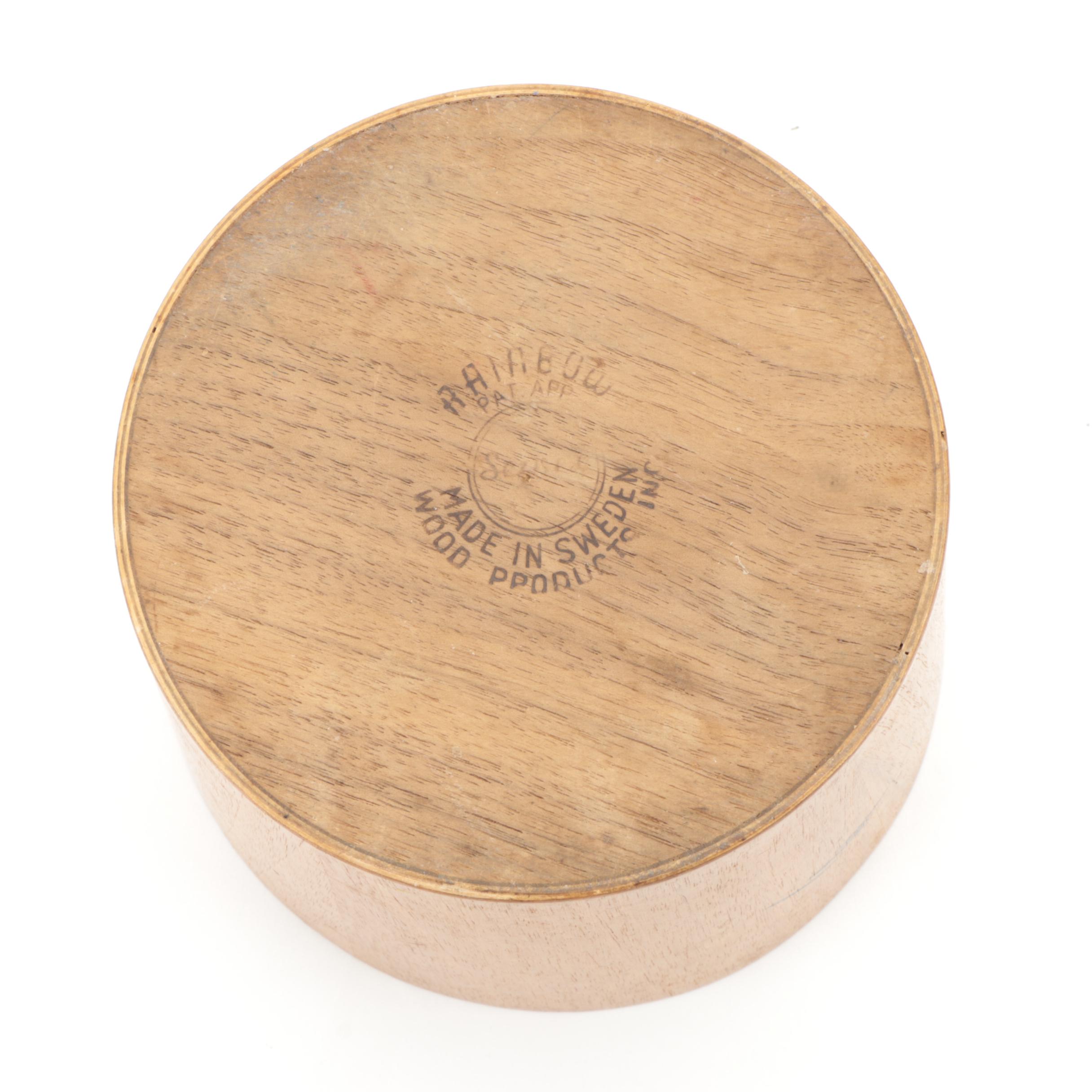 Mid Century Modern Swedish Servex Rainbow Teak Nut Bowl and Other Tableware