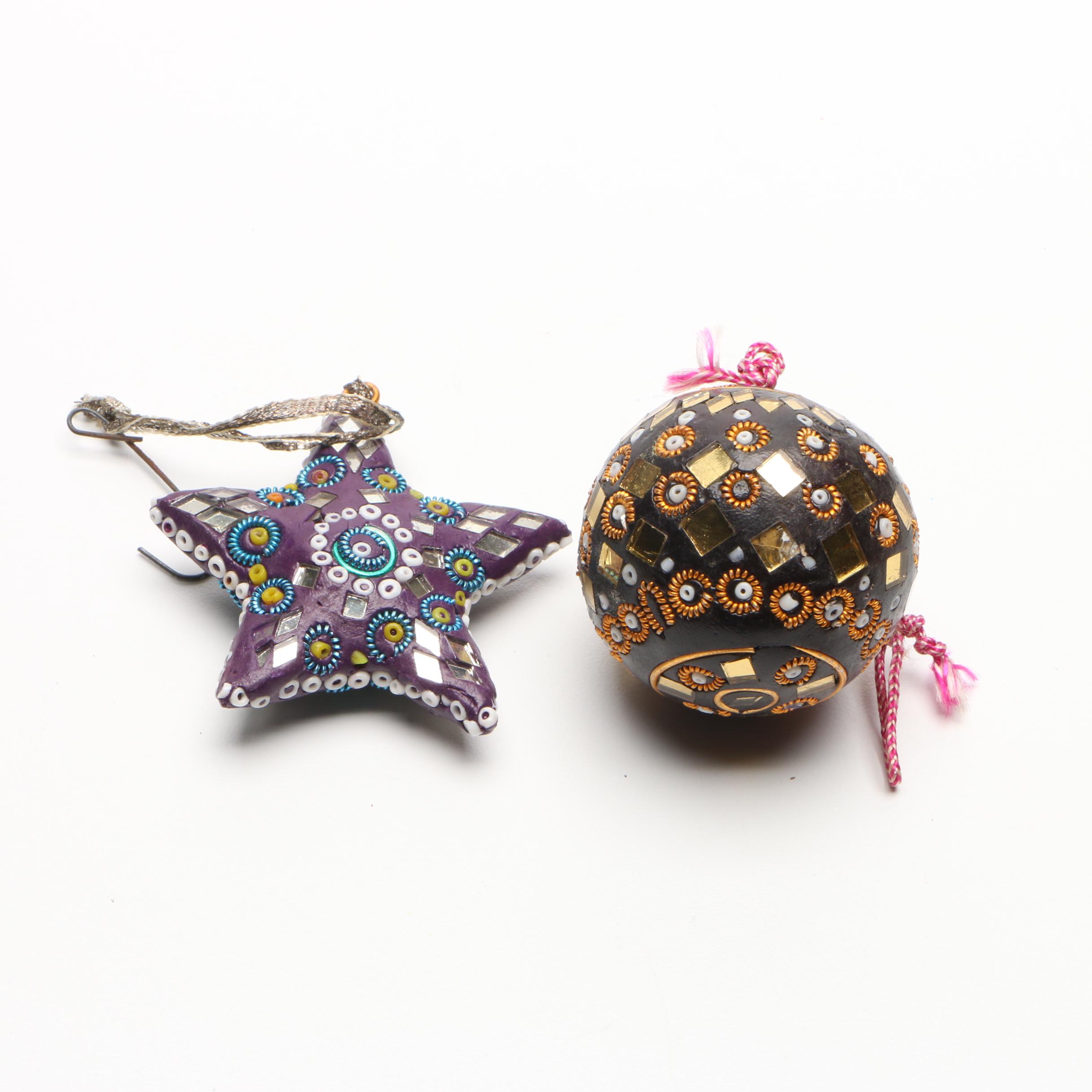 Papier-Mâché, Glass, and Other Christmas Ornaments, Mid to Late 20th Century