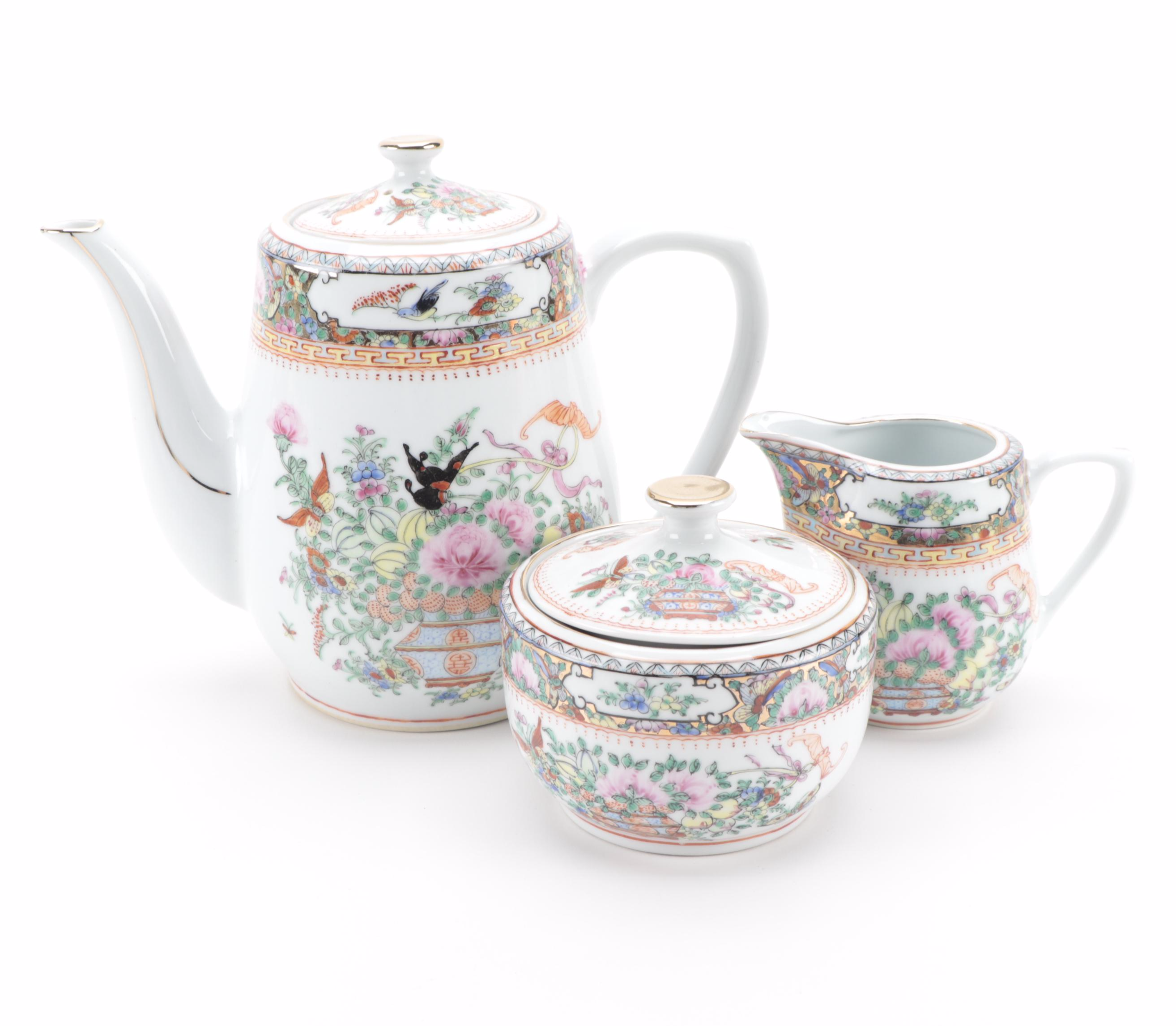 Chinese Famille Rose Porcelain Dinnerware and Serving Pieces, Mid to Late 20th C