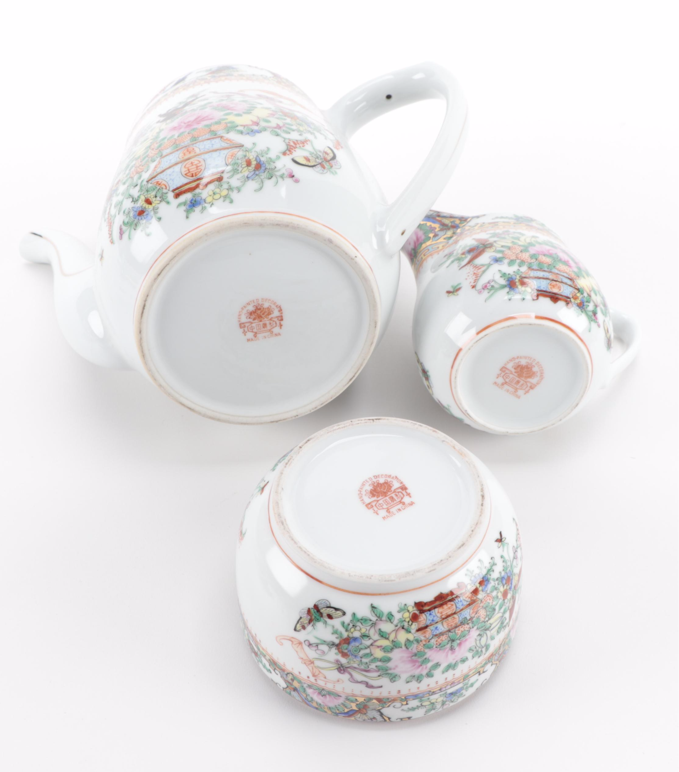 Chinese Famille Rose Porcelain Dinnerware and Serving Pieces, Mid to Late 20th C