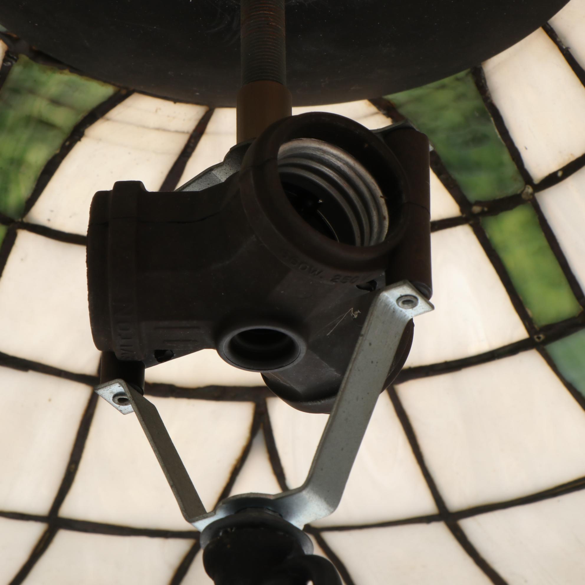 Art Nouveau Red Peonies Mosaic Glass Pendant Light