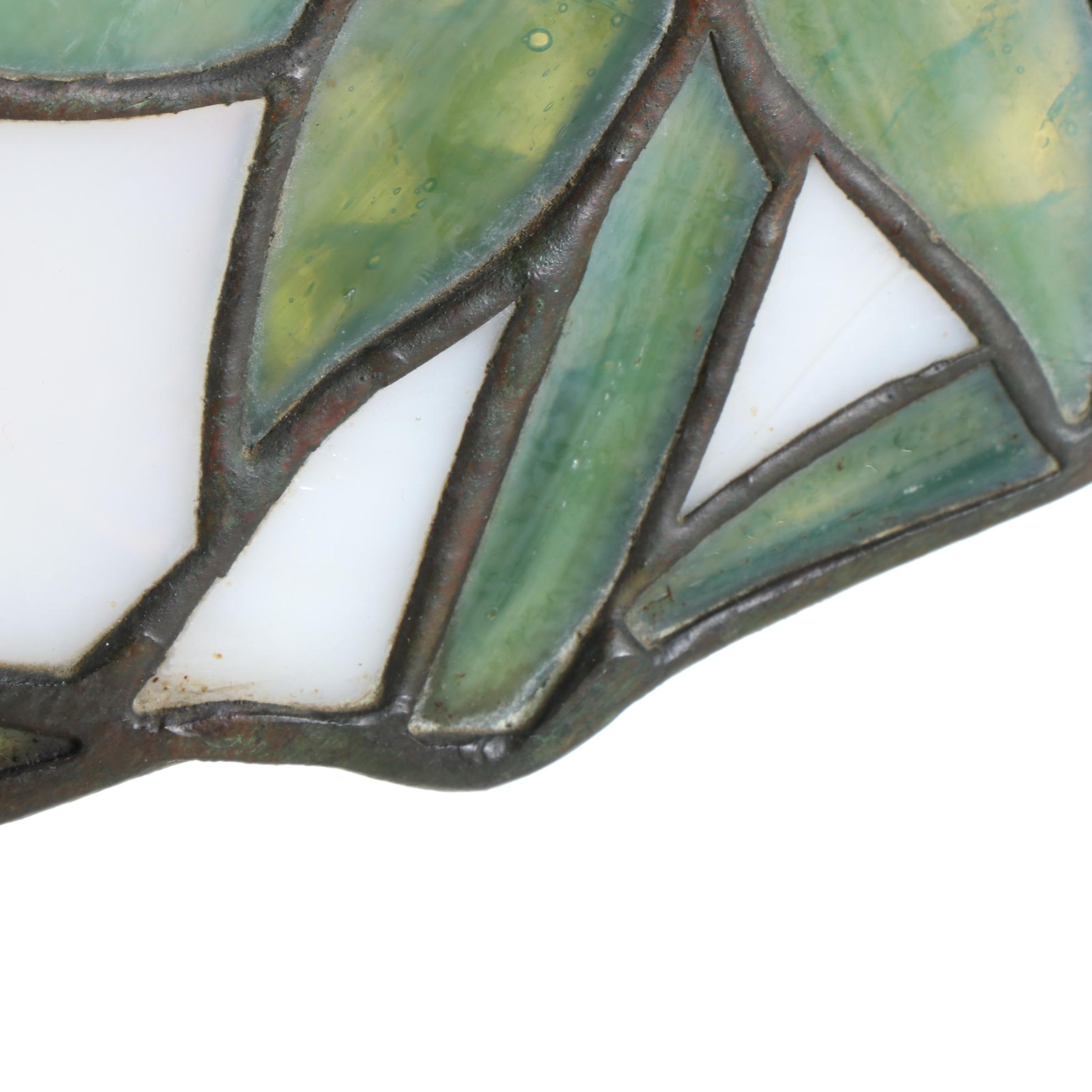 Art Nouveau Red Peonies Mosaic Glass Pendant Light