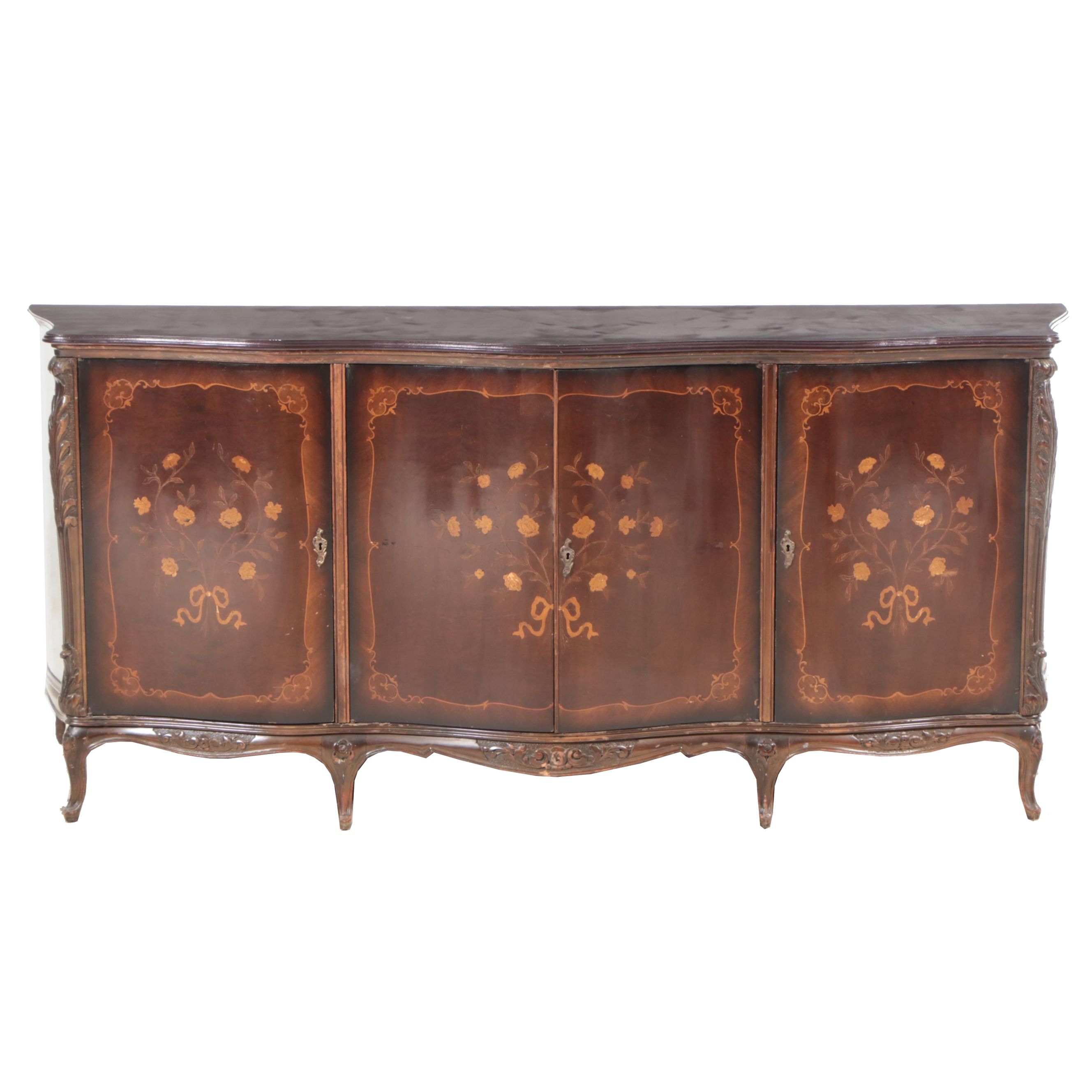 Louis XV Style Marquetry and Mahogany Buffet, 20th Century