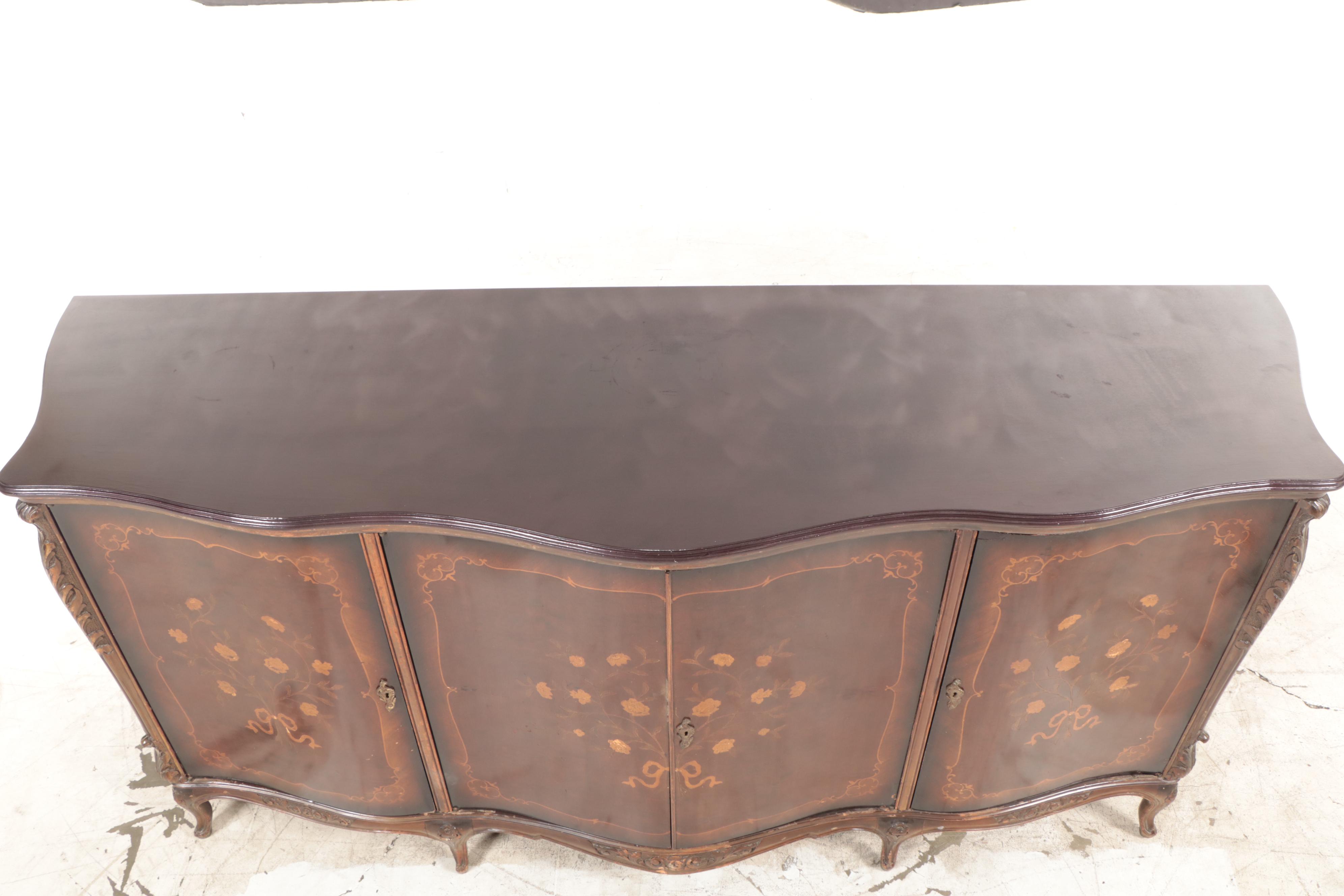 Louis XV Style Marquetry and Mahogany Buffet, 20th Century