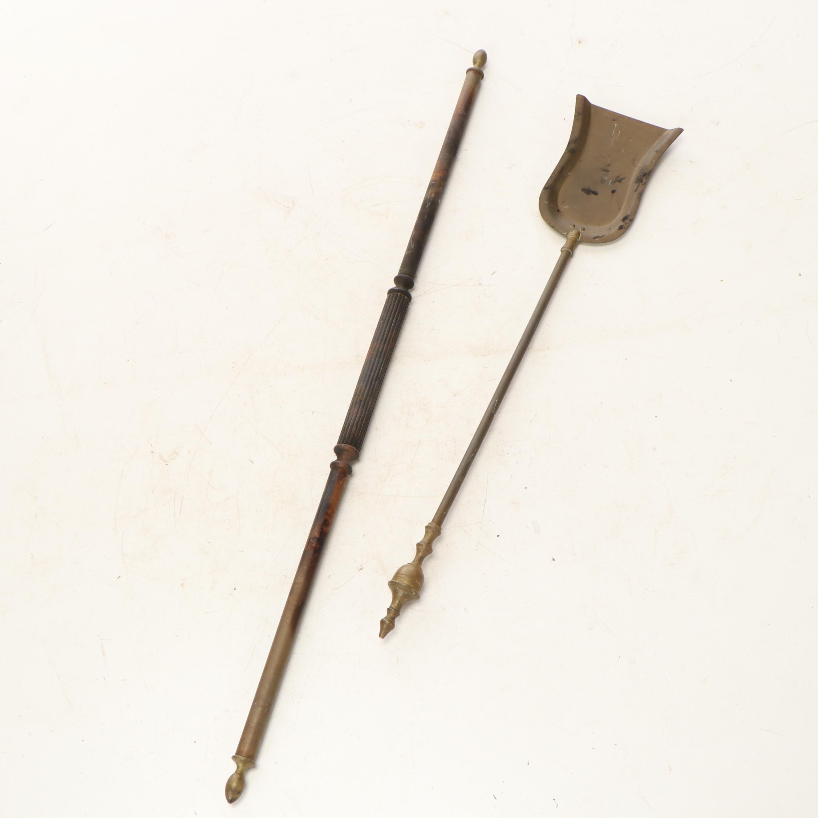 Brass Fireplace Tools with Stand