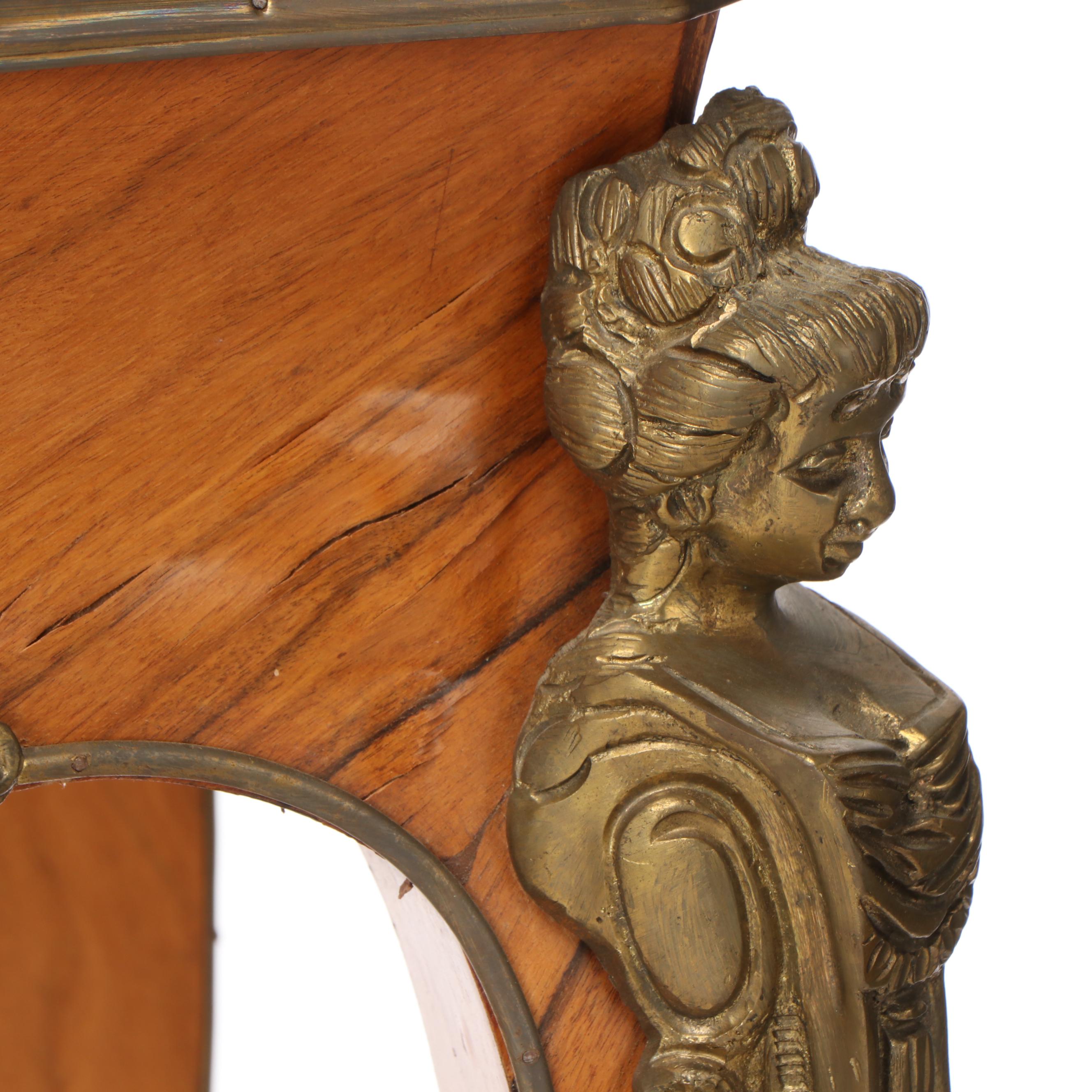 Louis XV Style Mahogany, Marquestry and Gilt Brass-Mounted Pedestal