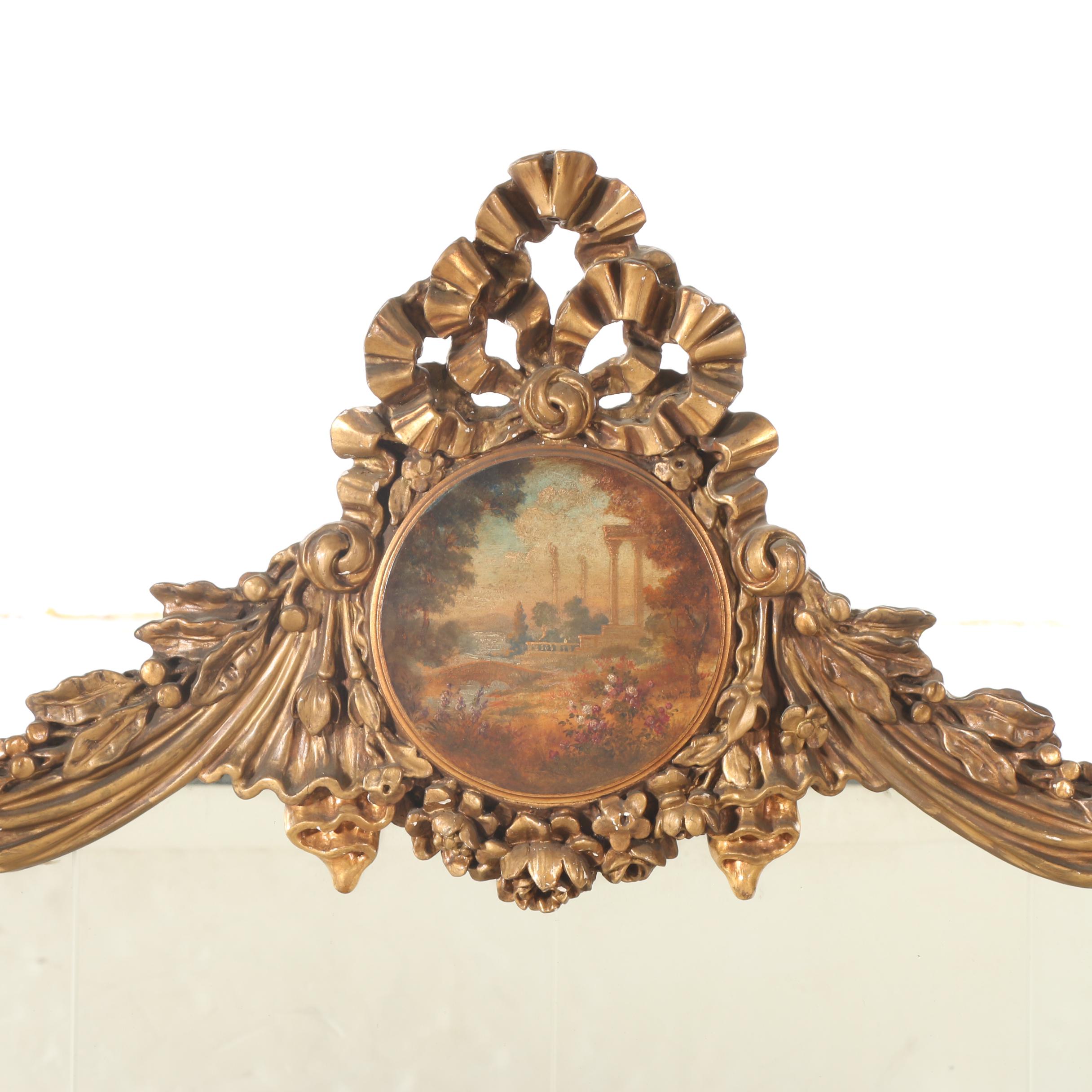 Louis XVI Style Giltwood Overmantel Mirror, Early to Mid 20th Century