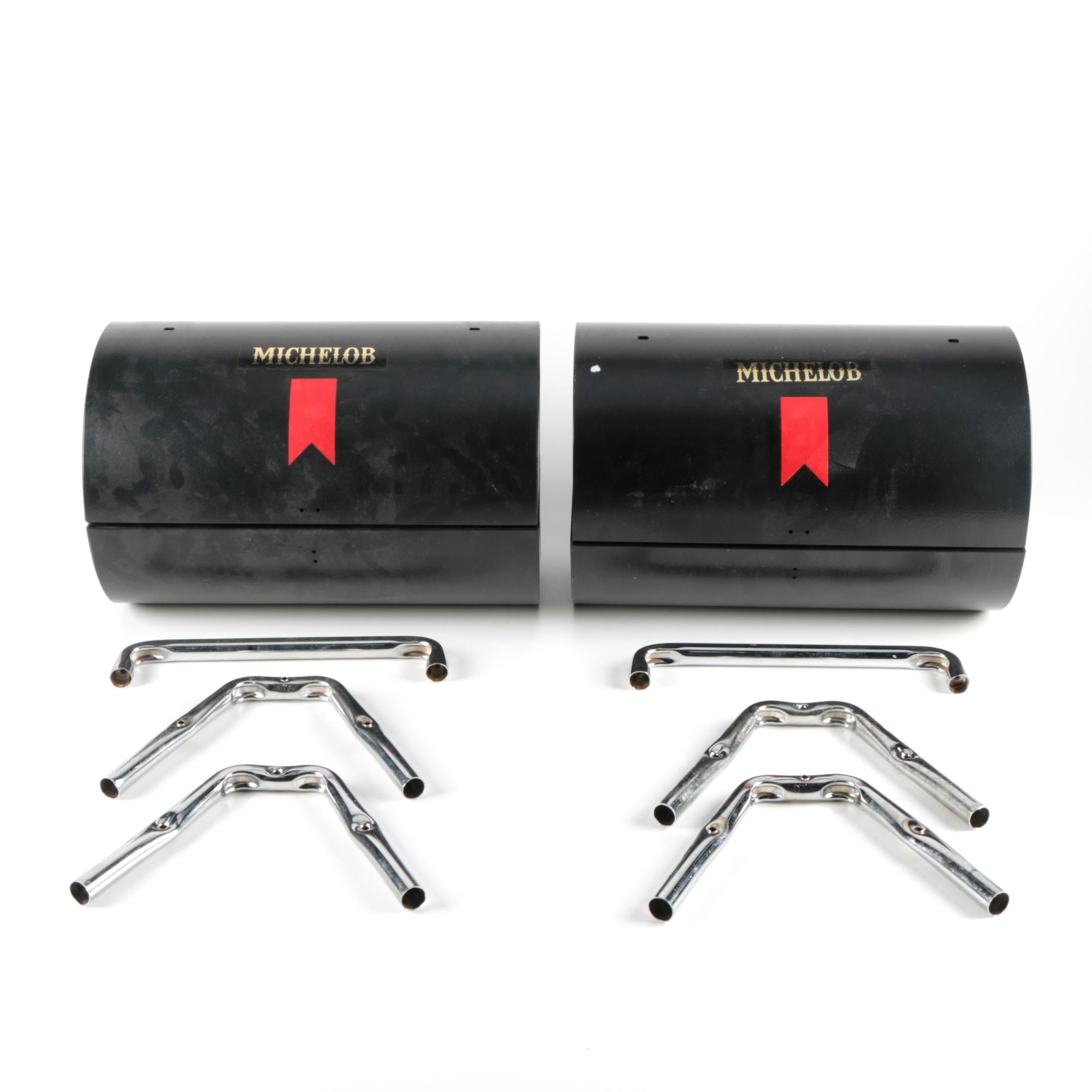 Michelob Beer "Royal Chef" Barbecue Grill Barrel Braziers, Pair