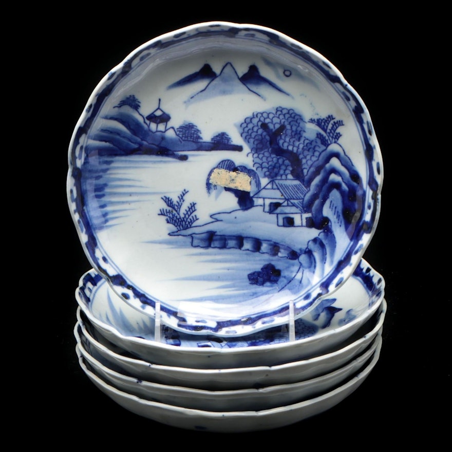 Japanese Arita Imari Blue and White Porcelain Bowls