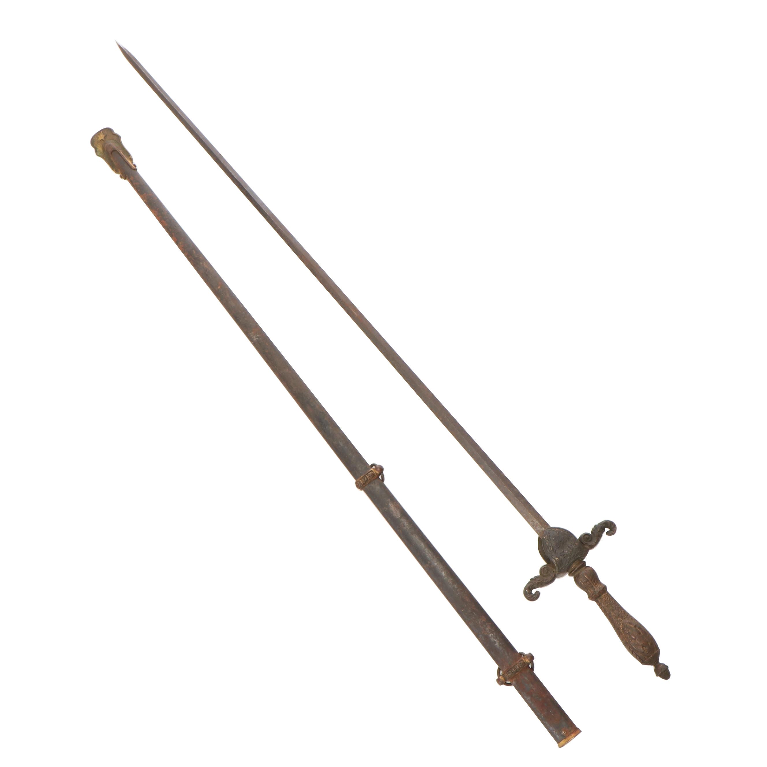 Post-War M1840 Type Medical Staff Sword and Scabbard, Late 19th Century