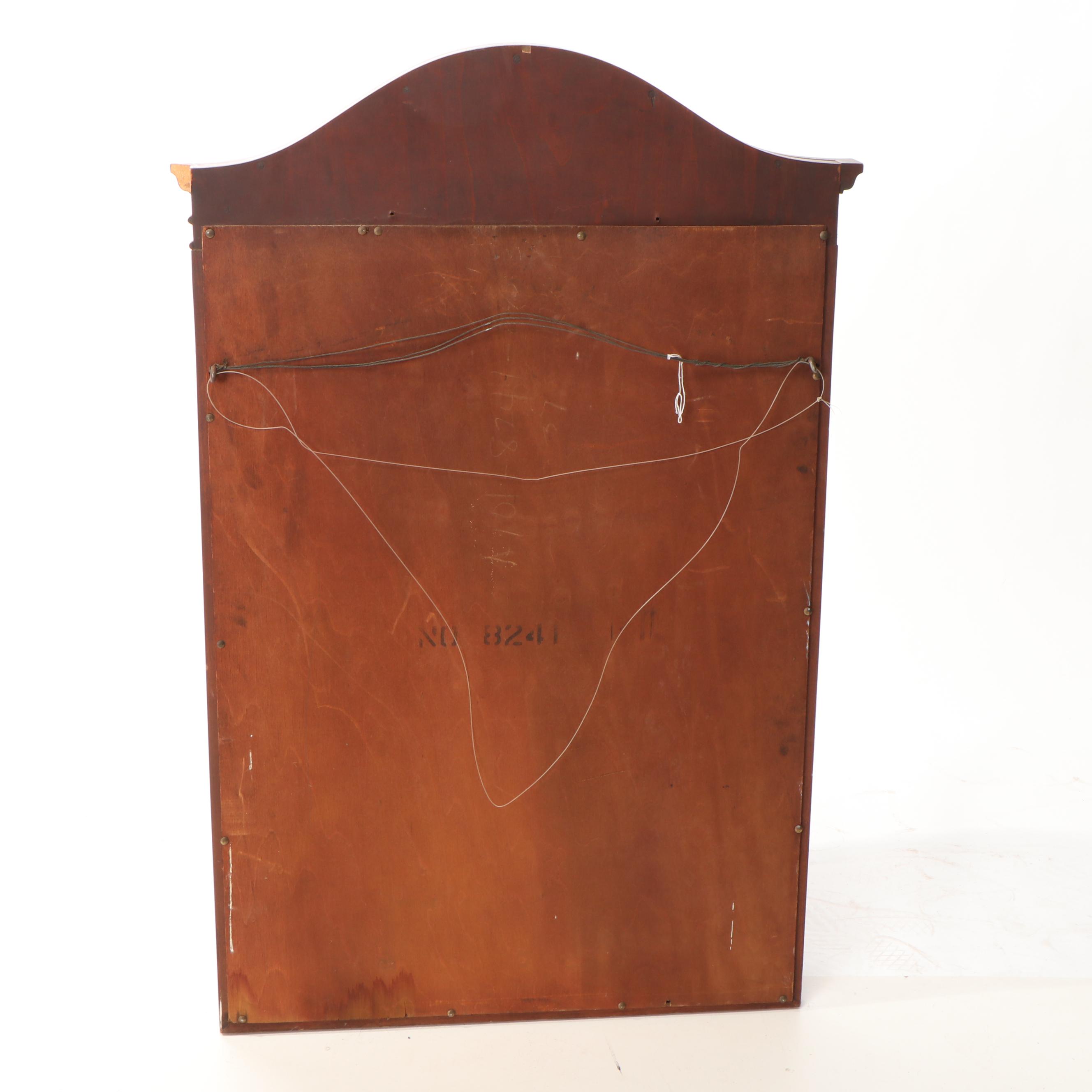 Wood Frame Wall Mirror with Carved Wheat Motif Arched Crest