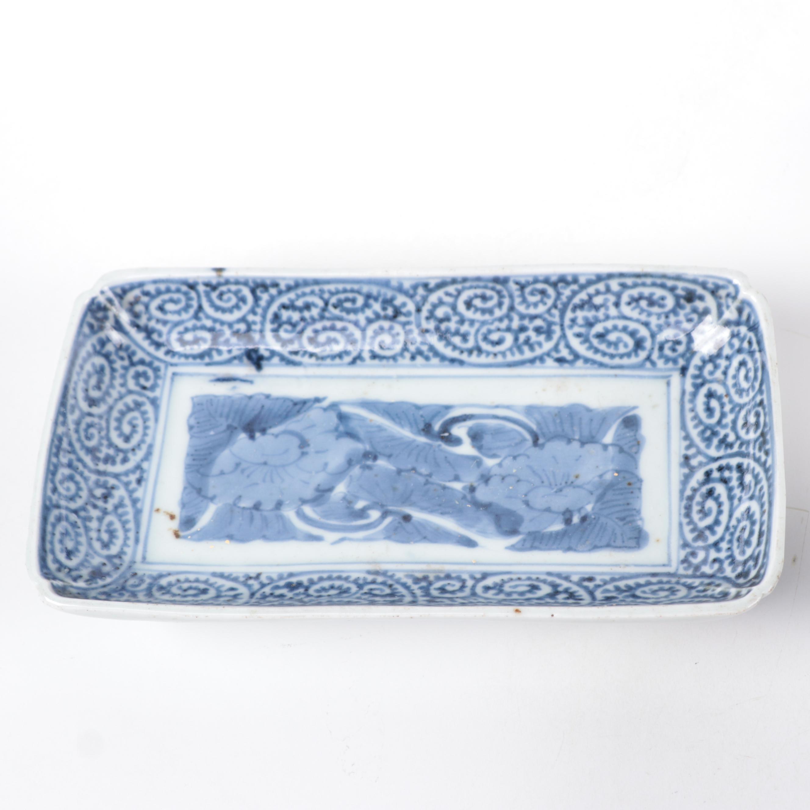 Japanese Tako Karakusa and Other Blue and White Porcelain Plates and Lidded Bowl