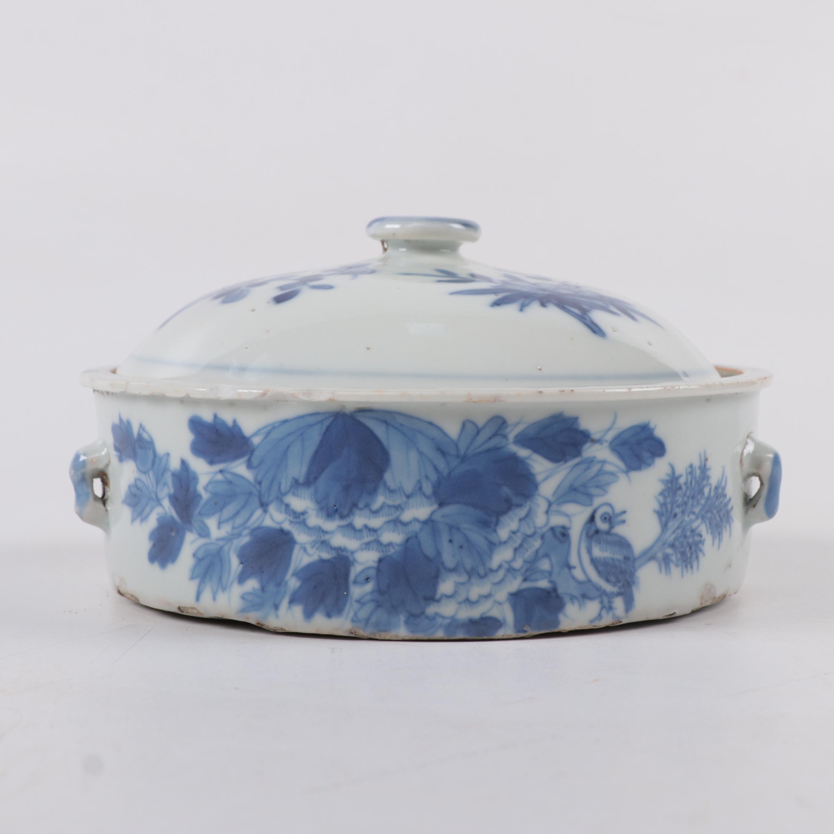Japanese Tako Karakusa and Other Blue and White Porcelain Plates and Lidded Bowl