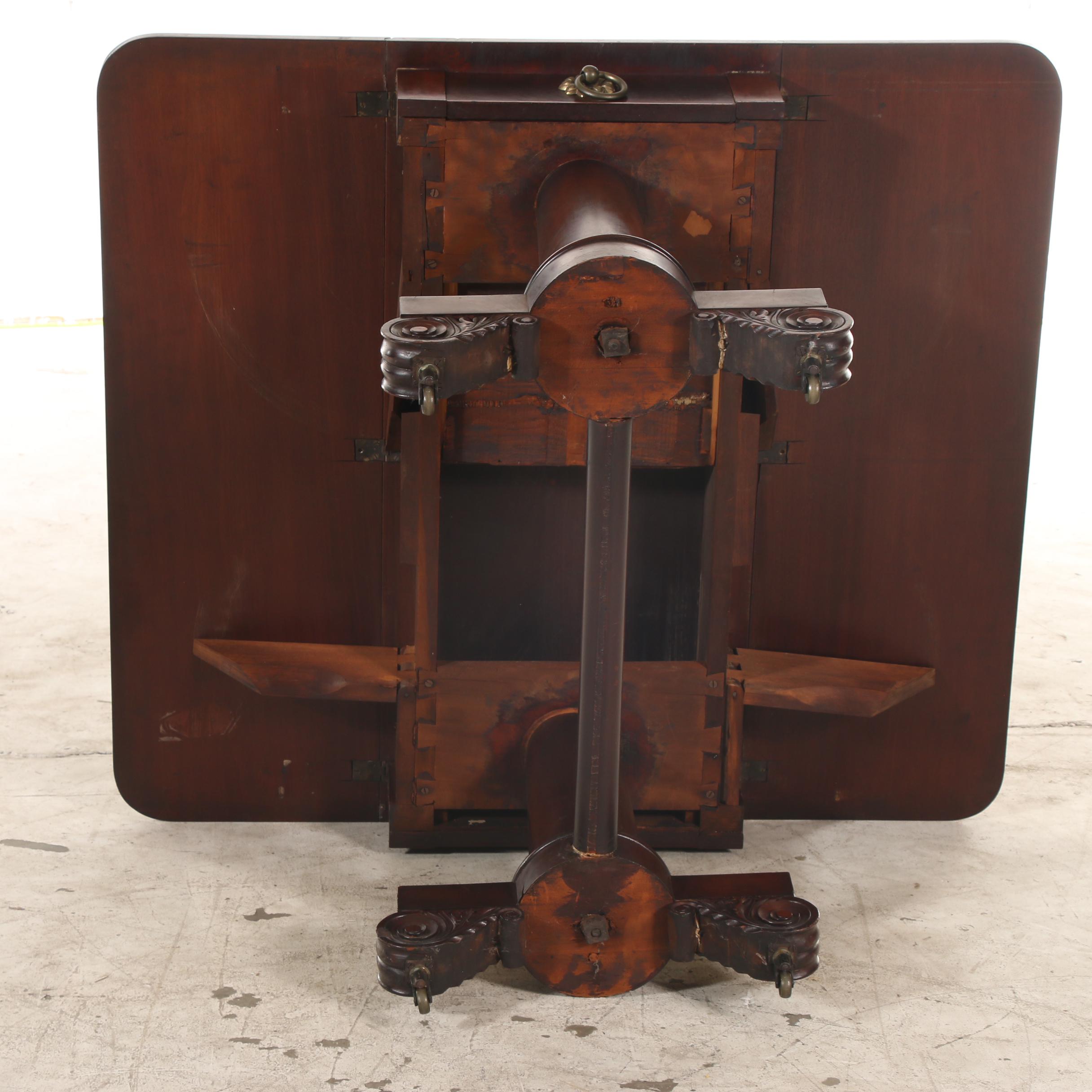 American Empire Mahogany Drop Leaf Table, First Half 19th Century
