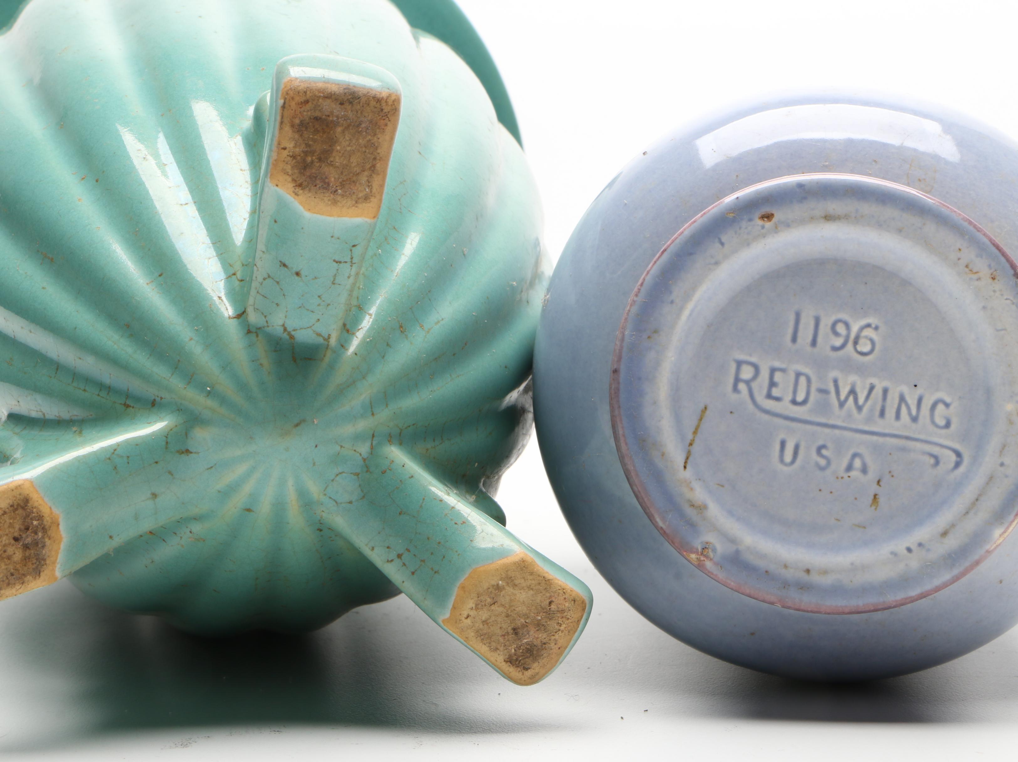 Red Wing Glazed Ceramic Vases