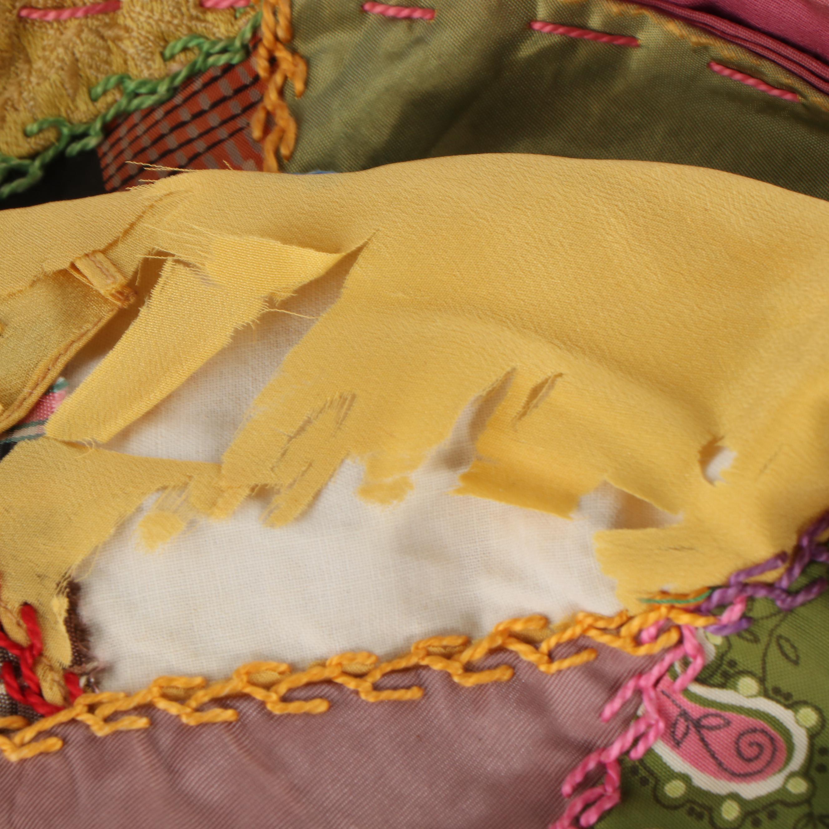 Handmade Pieced and Embroidered Crazy Quilt, Early 20th Century