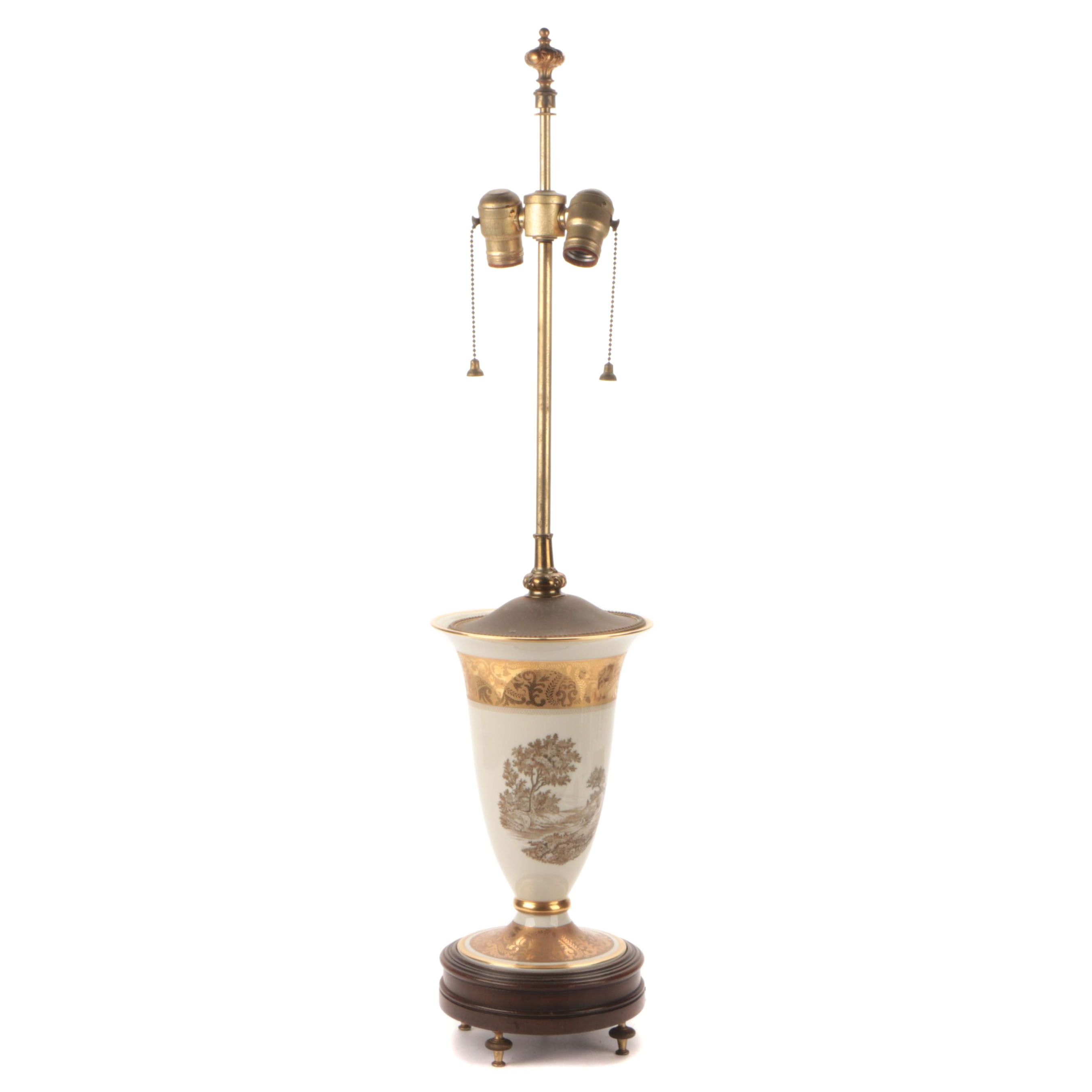 Rosenthal Porcelain Lamp with Pastoral Scene,Mid/Late 20th Century