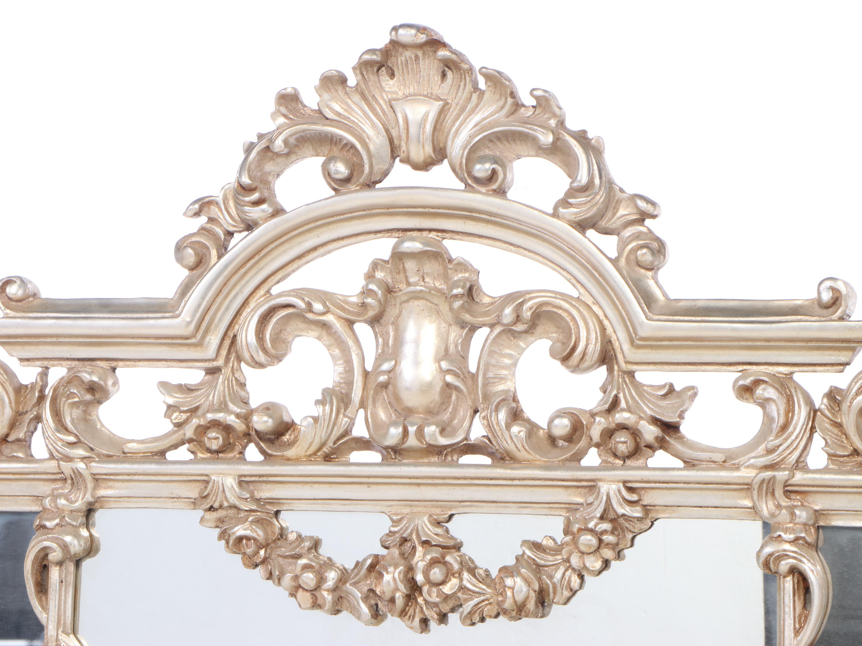 Baroque Style Silver Leaf Mirror, Late 20th Century