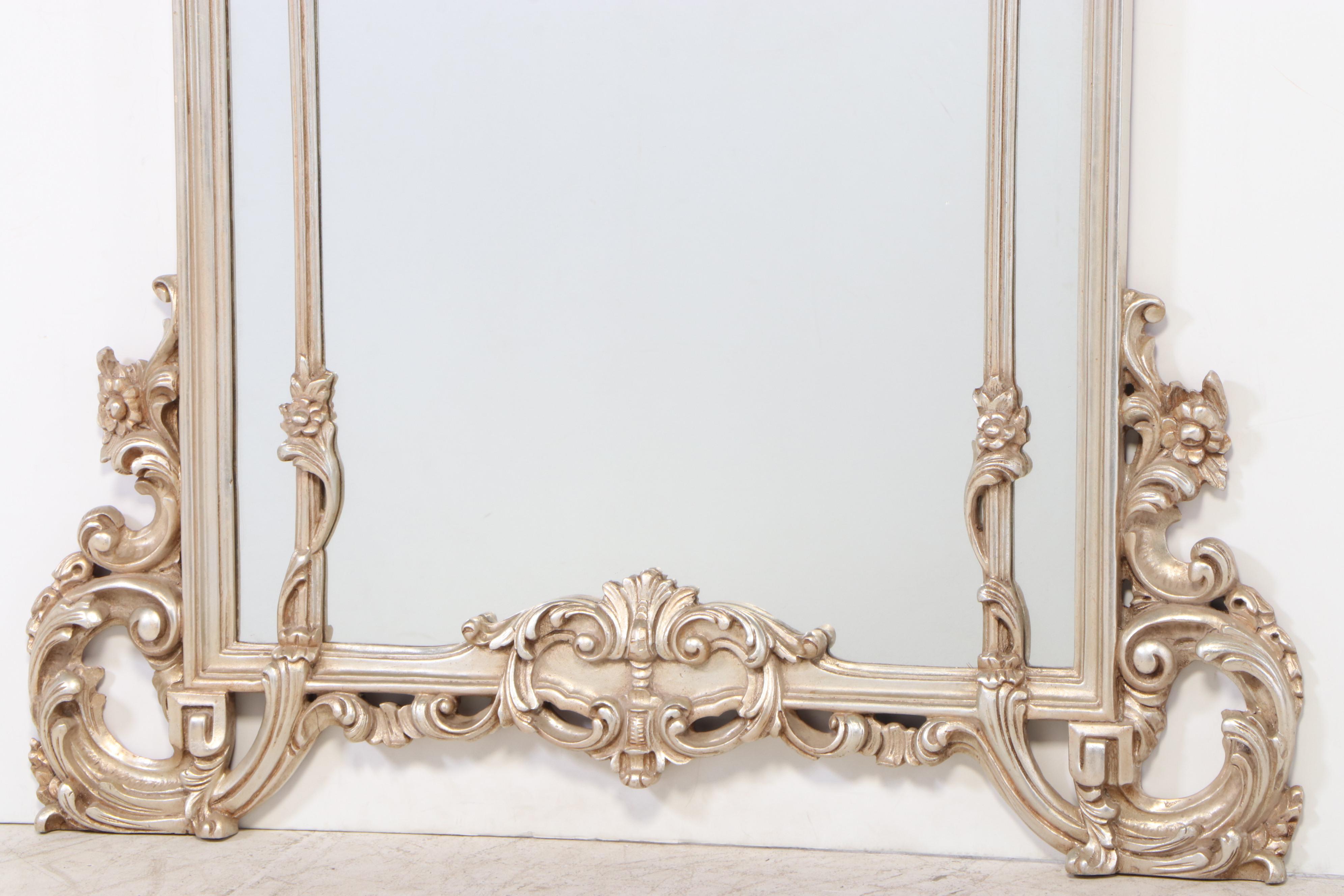 Baroque Style Silver Leaf Mirror, Late 20th Century