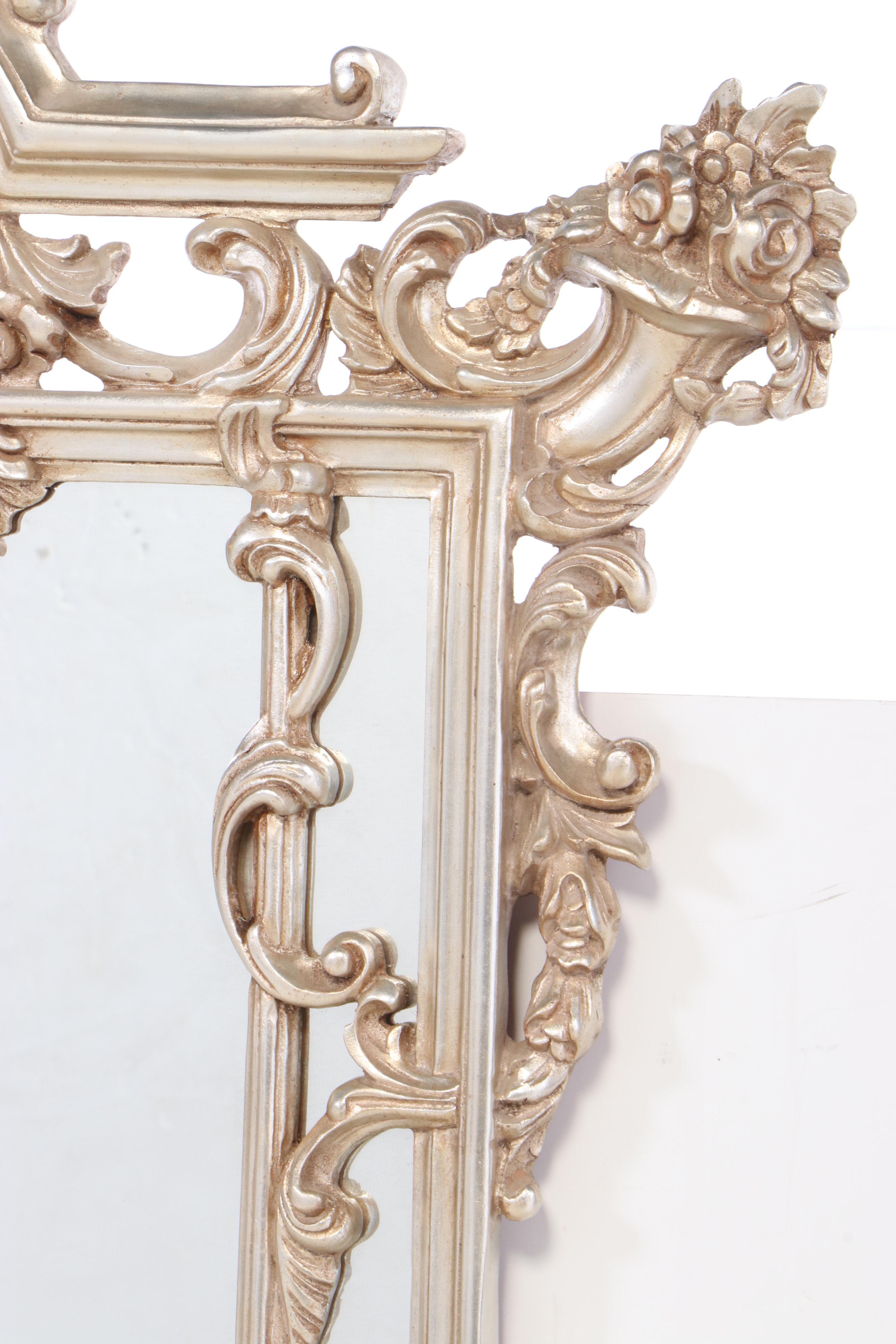 Baroque Style Silver Leaf Mirror, Late 20th Century