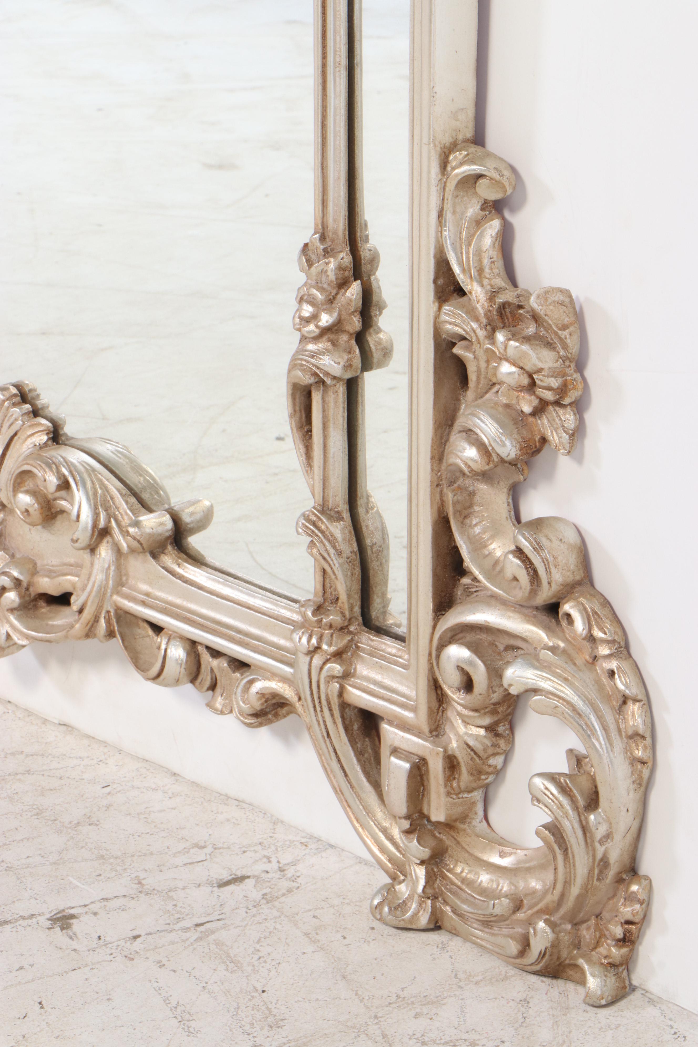 Baroque Style Silver Leaf Mirror, Late 20th Century