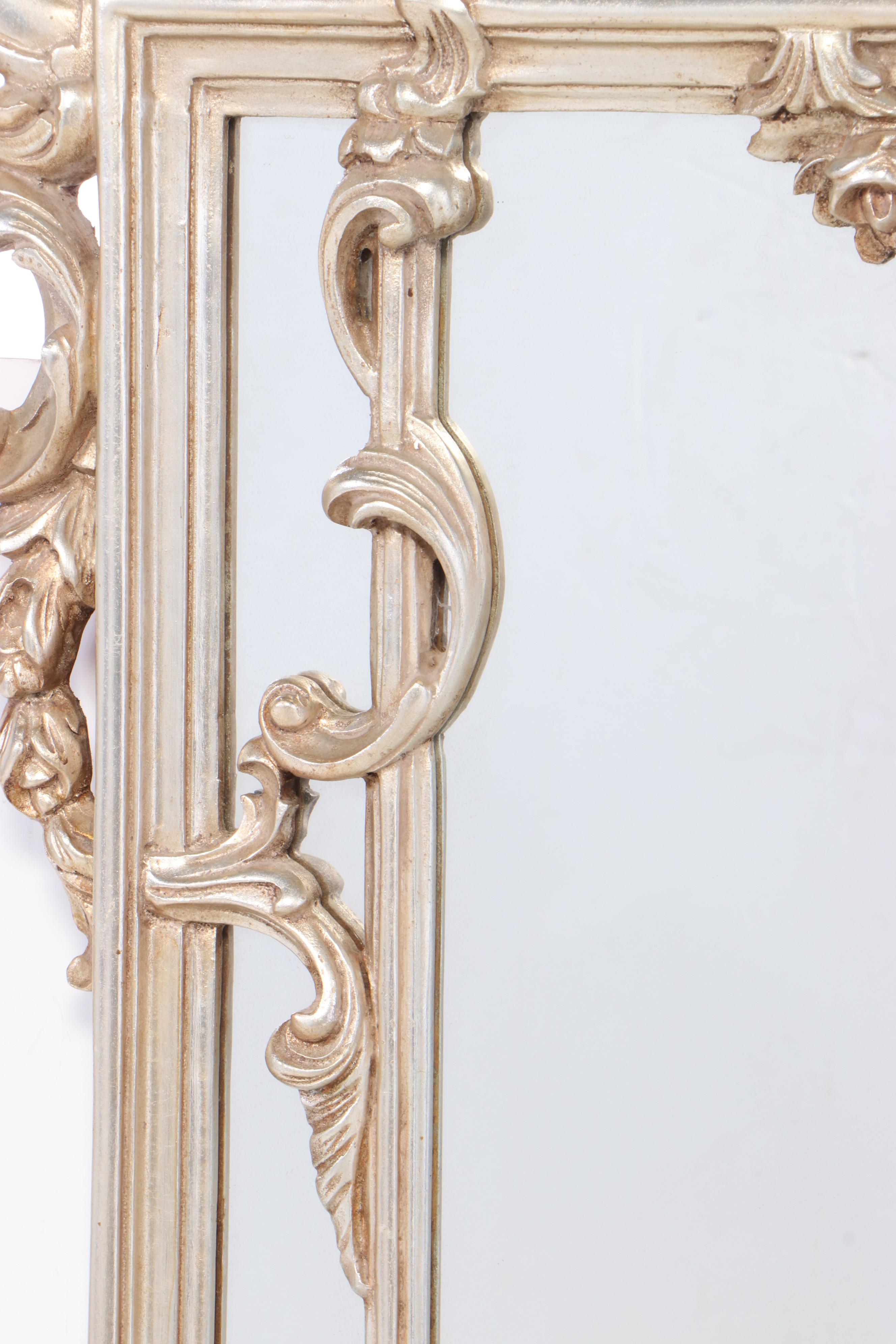 Baroque Style Silver Leaf Mirror, Late 20th Century