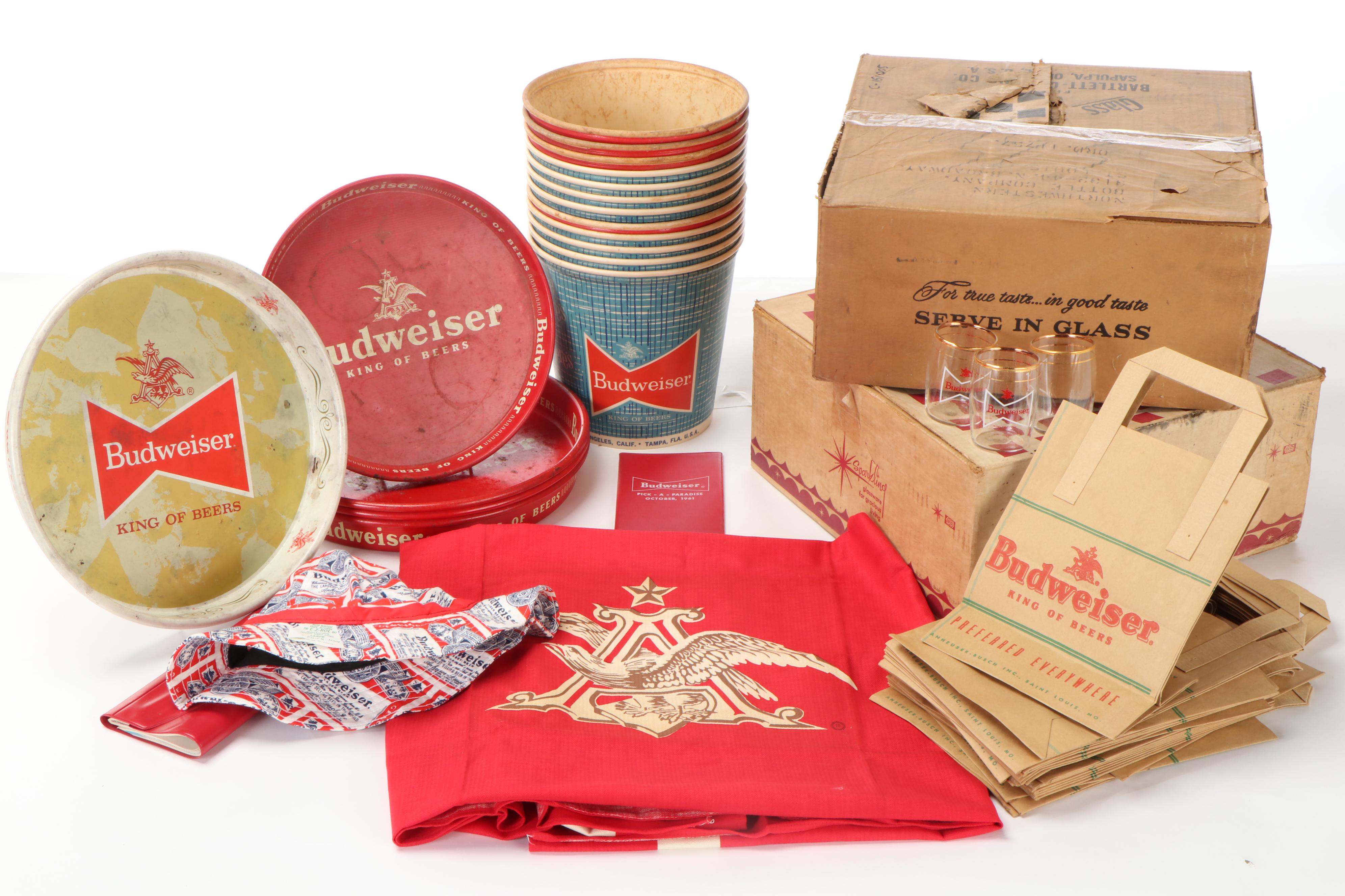 Budweiser Gold Rimmed Taster Glasses, Tablecloth, Serving Trays, Other