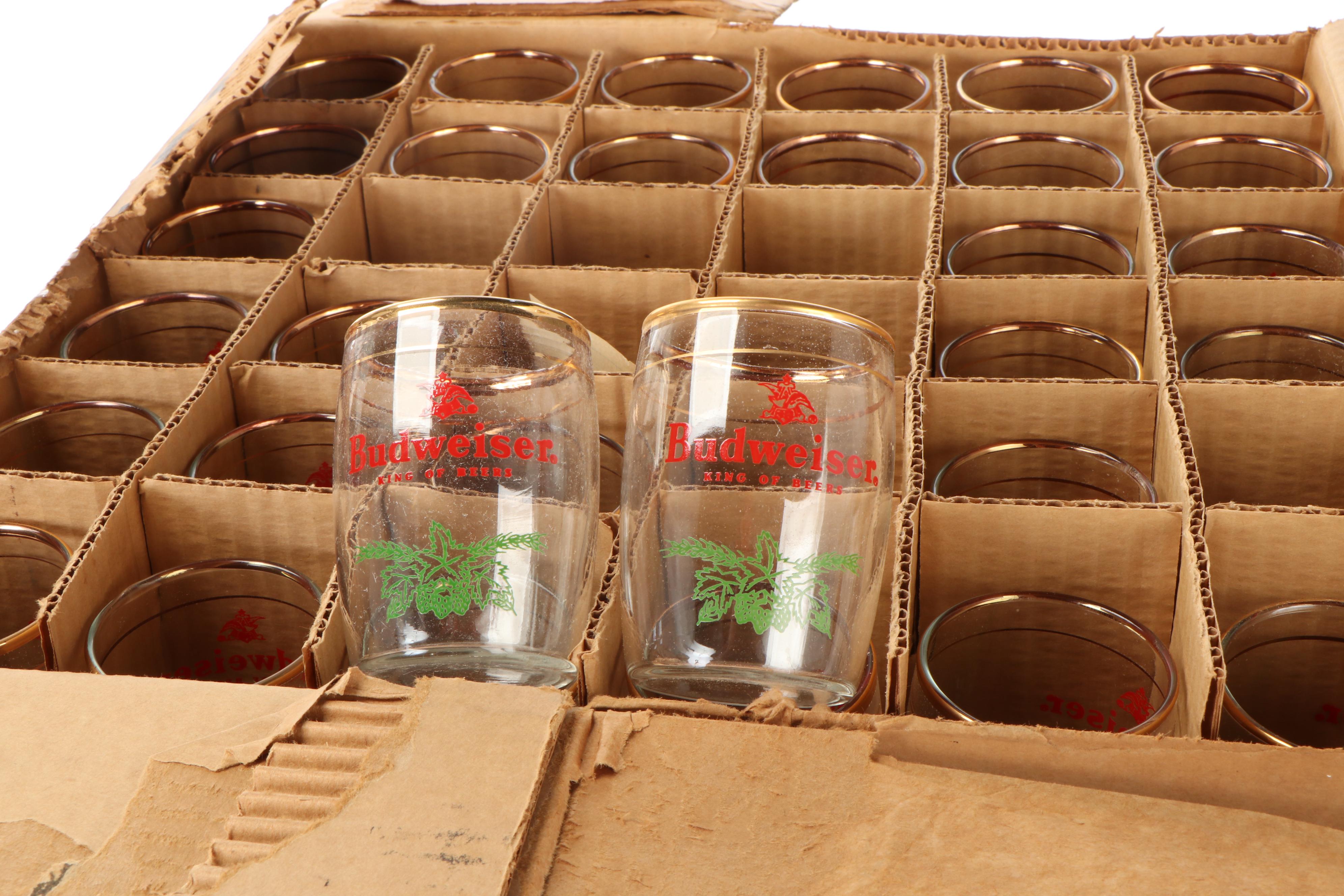 Budweiser Gold Rimmed Taster Glasses, Tablecloth, Serving Trays, Other