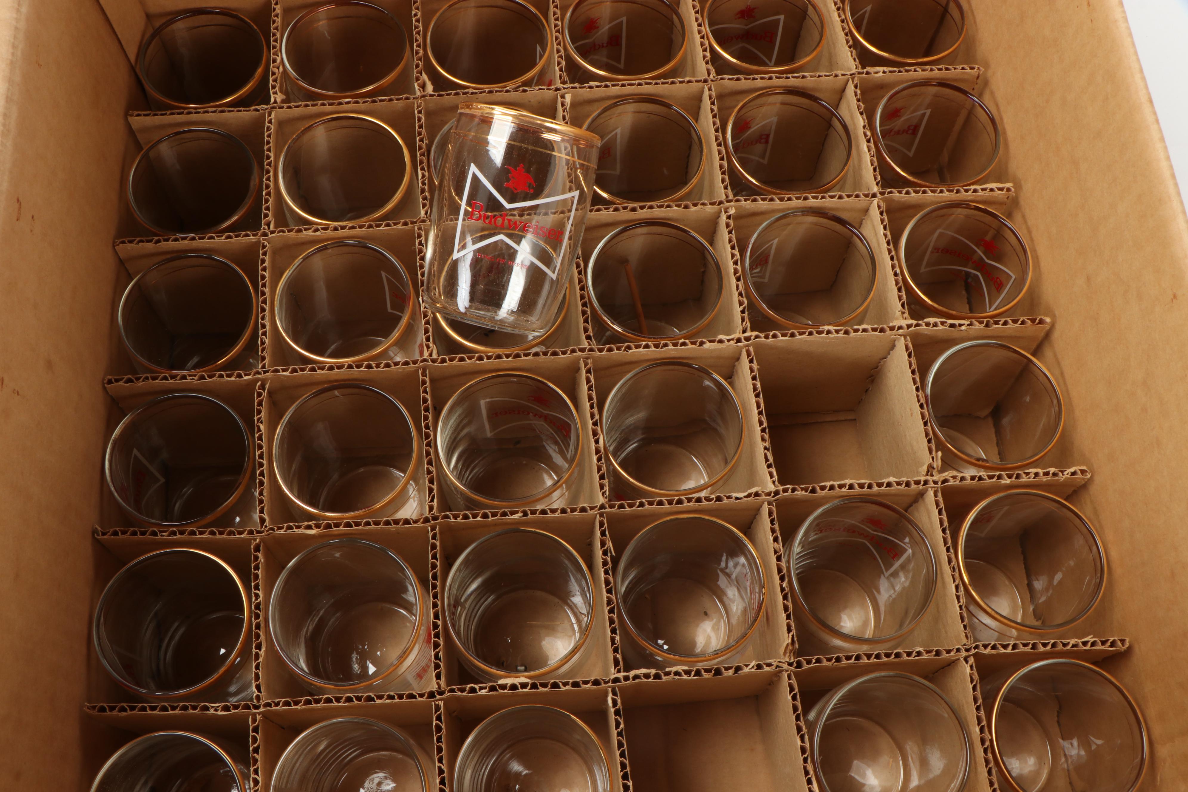 Budweiser Gold Rimmed Taster Glasses, Tablecloth, Serving Trays, Other