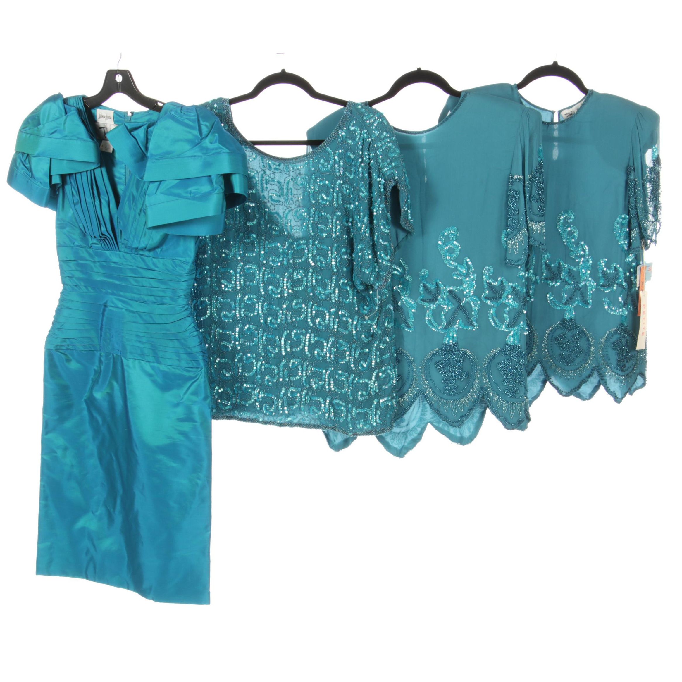 Tadashi, Oleg Cassini and Other Teal Blue Occasion Dress and Blouses