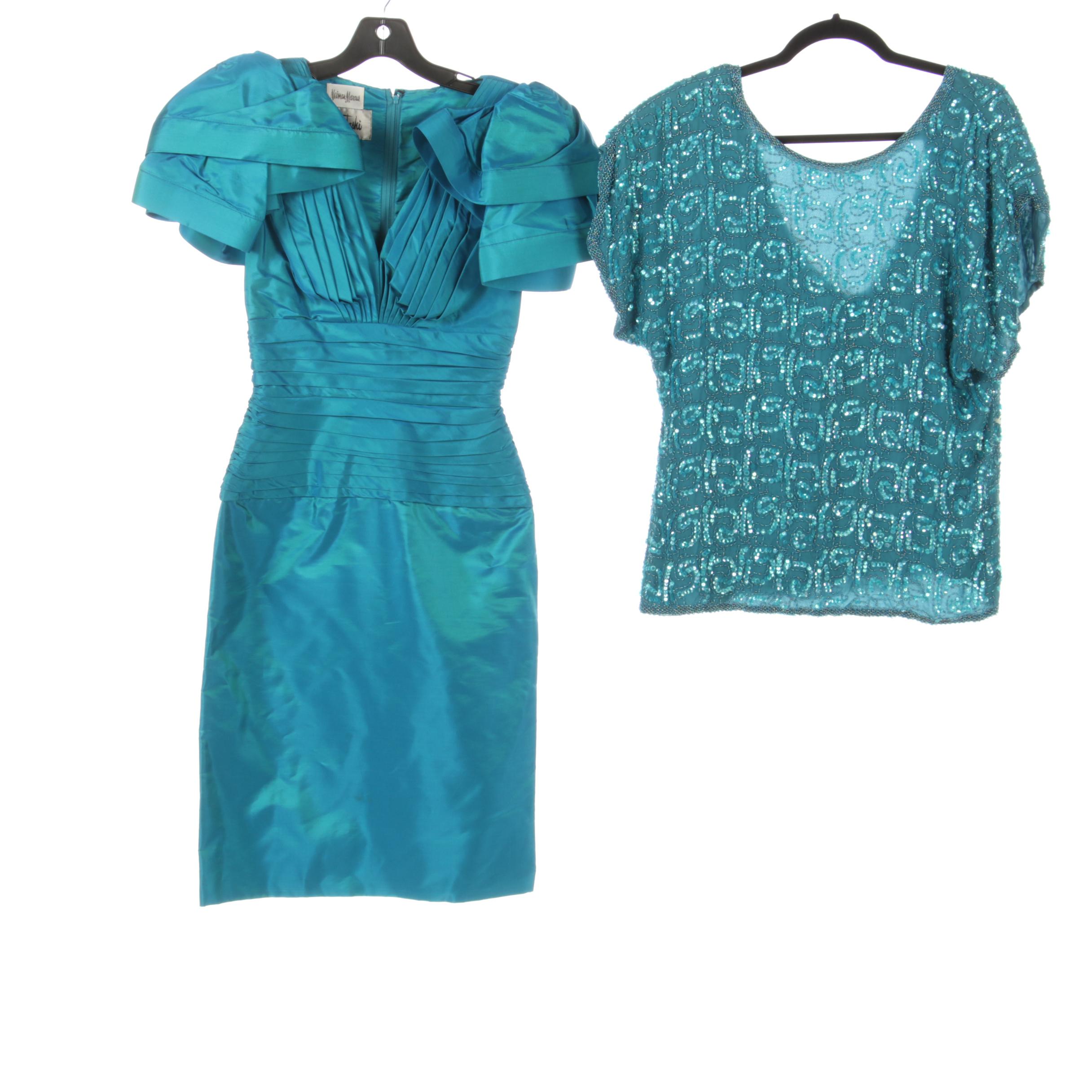 Tadashi, Oleg Cassini and Other Teal Blue Occasion Dress and Blouses