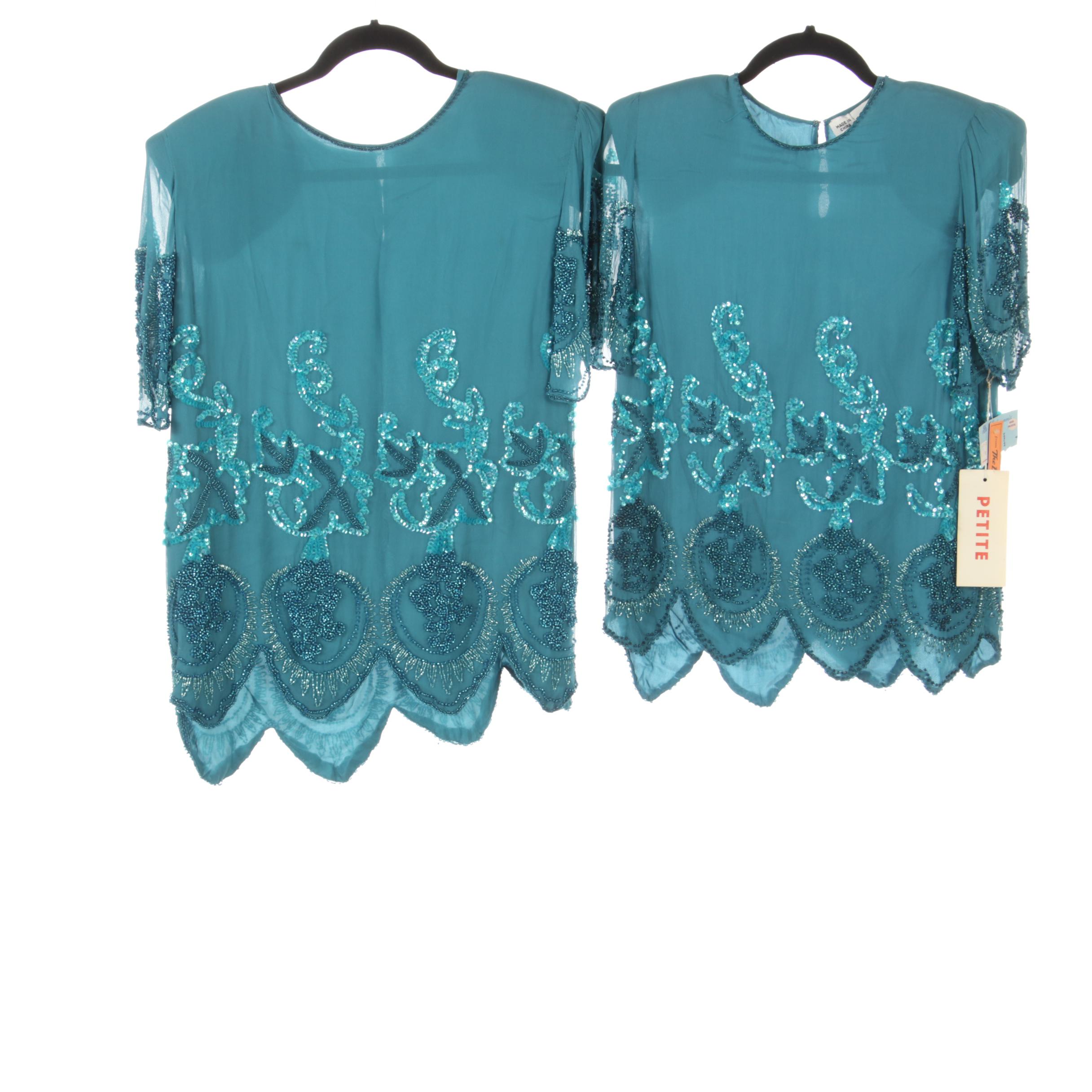 Tadashi, Oleg Cassini and Other Teal Blue Occasion Dress and Blouses