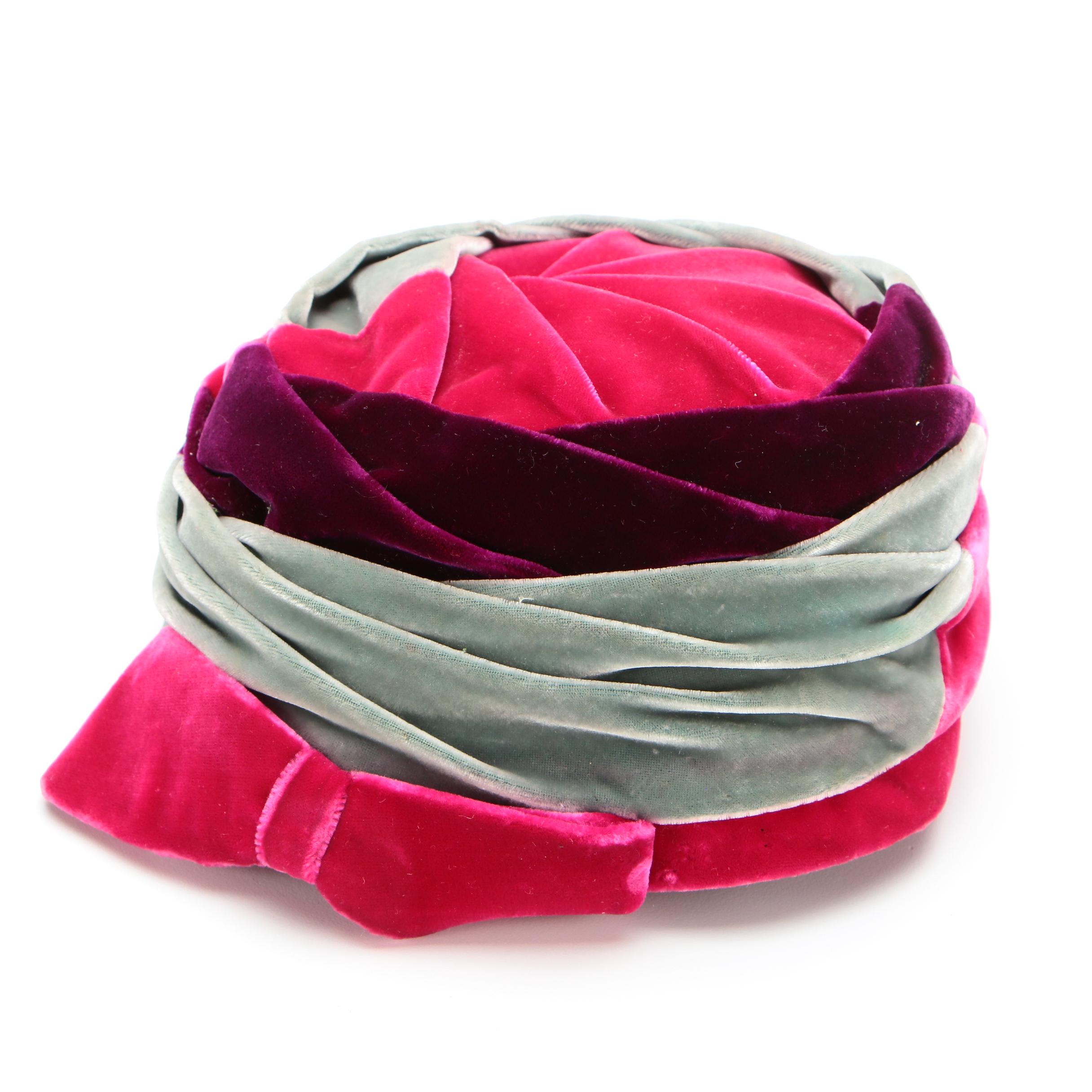 Yves Saint Laurent Tricolor Velveteen Hat from Filene's