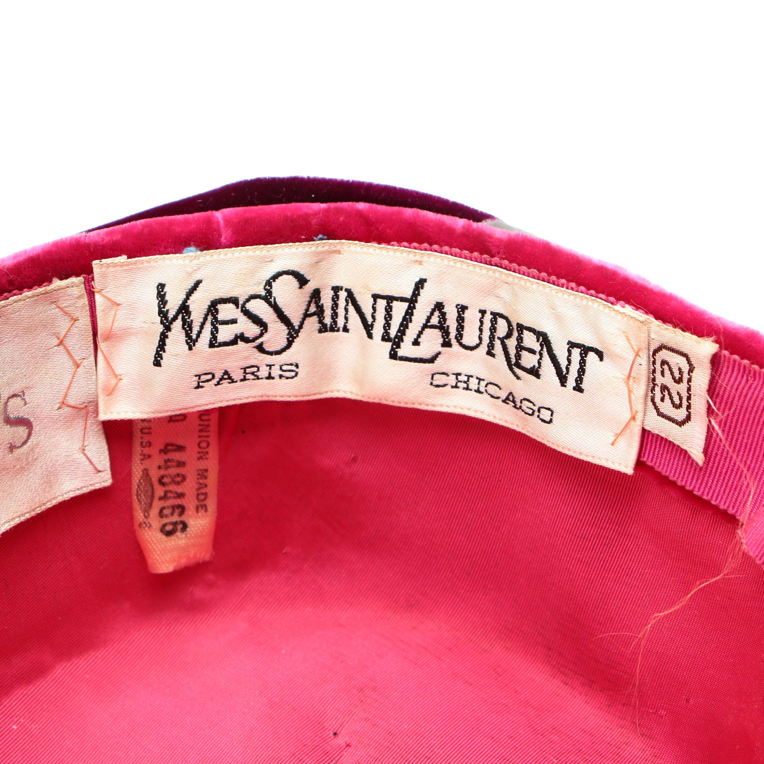 Yves Saint Laurent Tricolor Velveteen Hat from Filene's