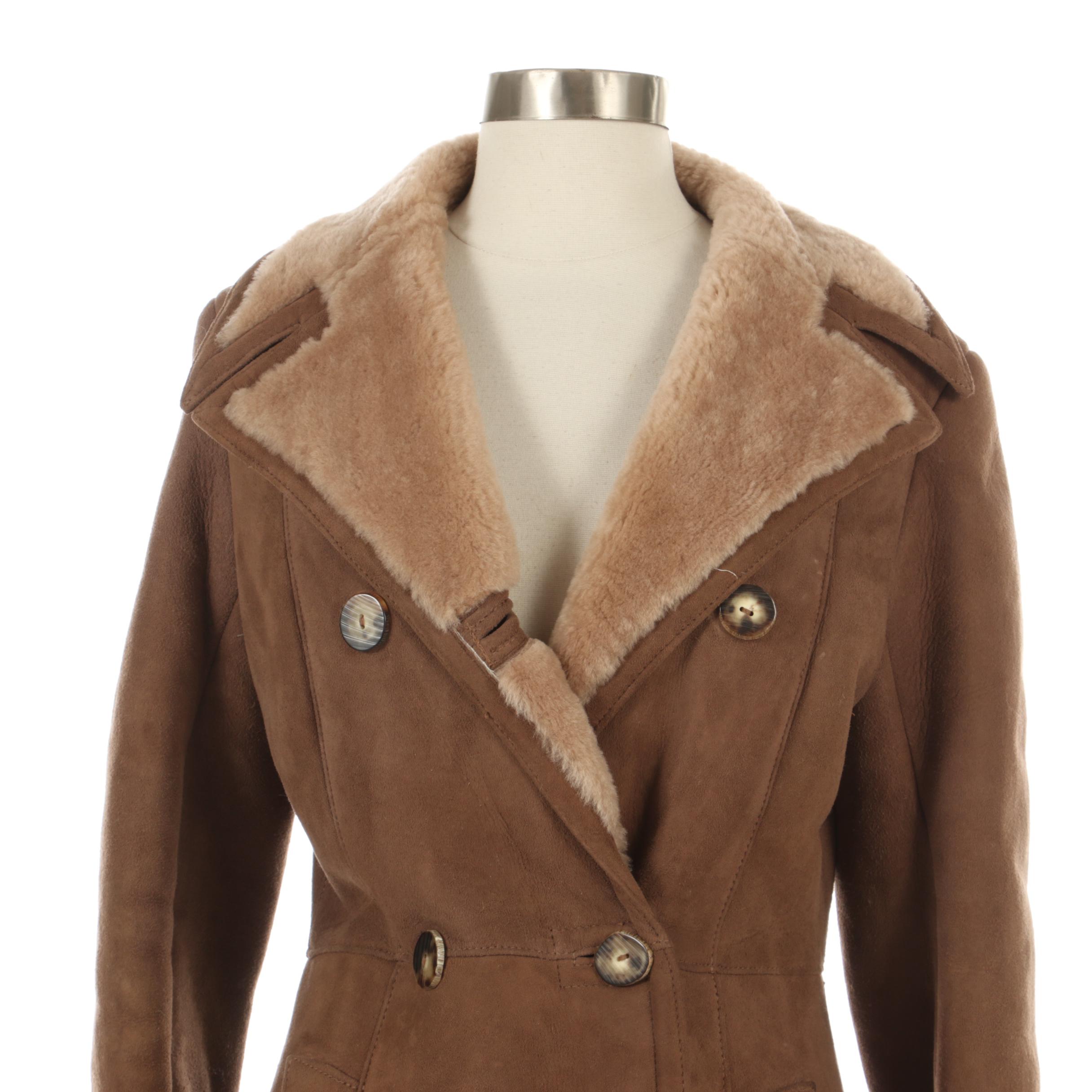 Sawyer of Napa California Double-Breasted Shearling Coat