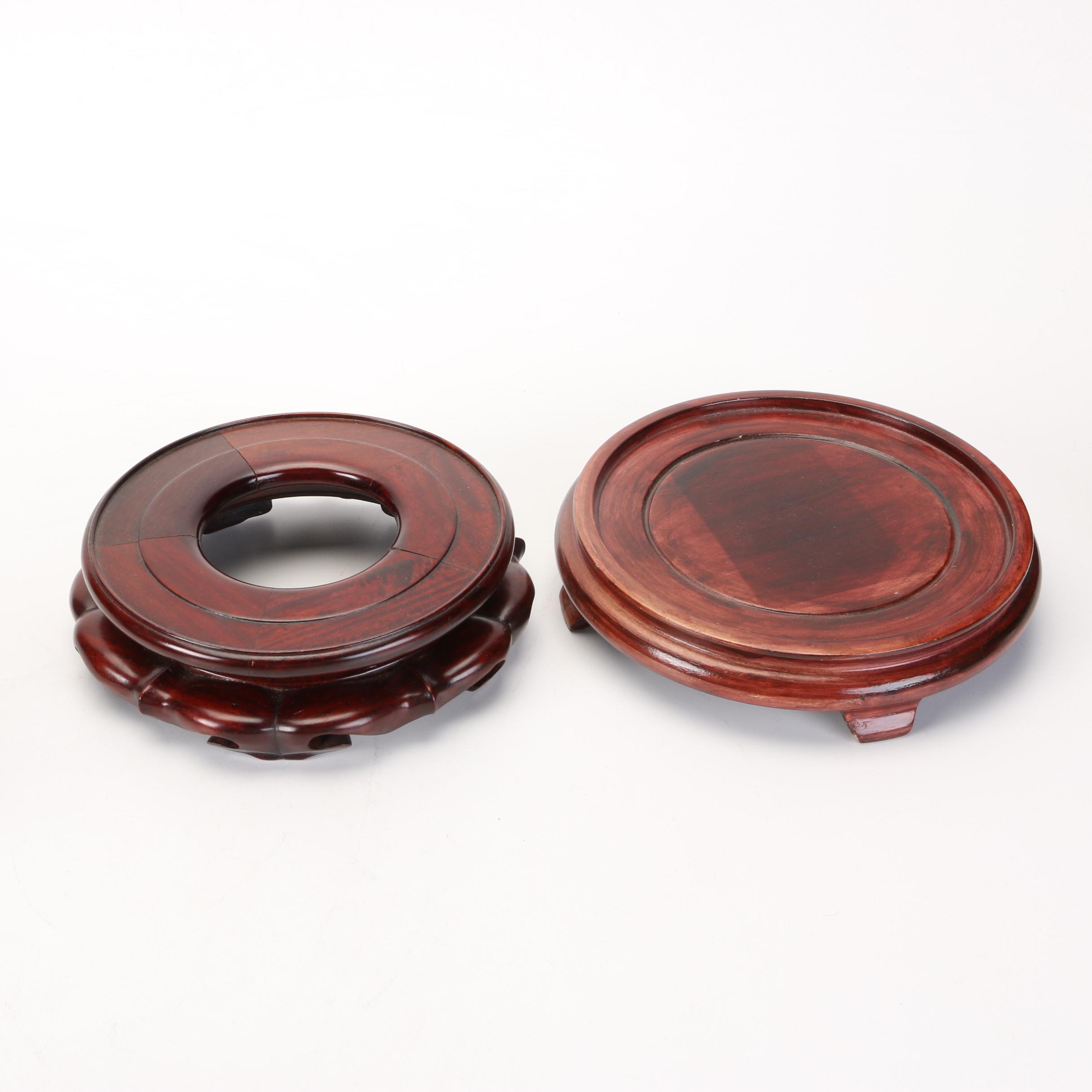 Japanese and Chinese Carved Wood Vase and Figurine Bases