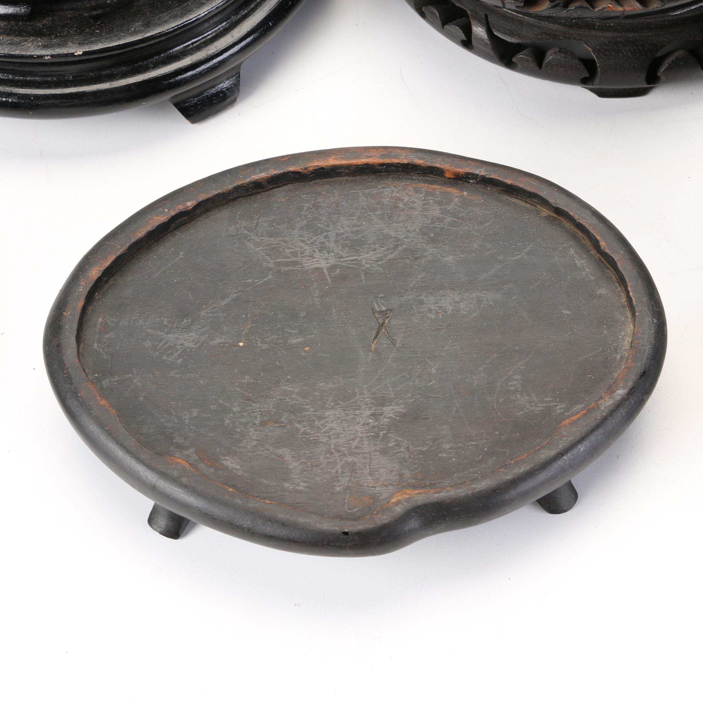 Chinese Carved Wood Vase and Figurine Stands