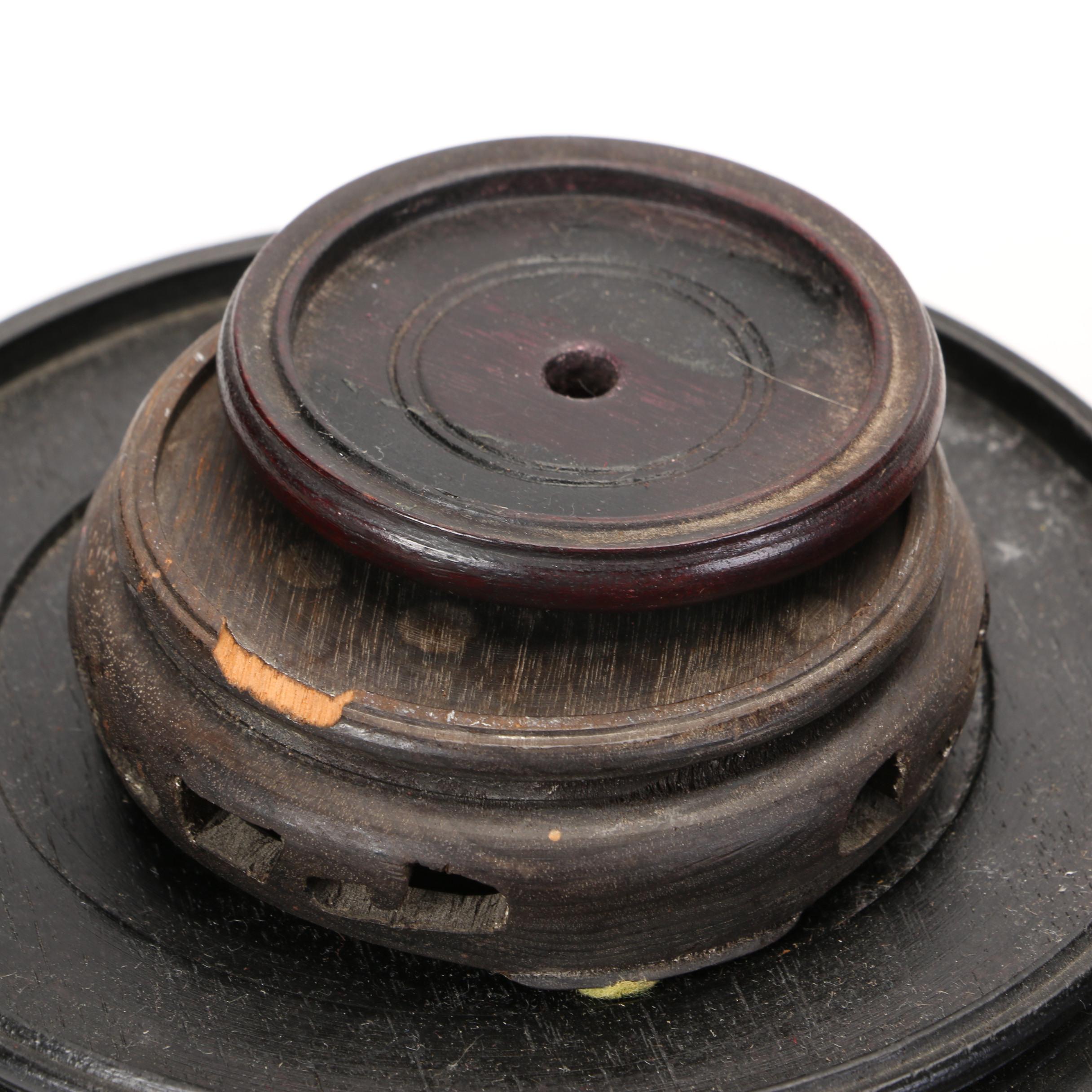 Chinese Carved Wood Vase and Figurine Stands