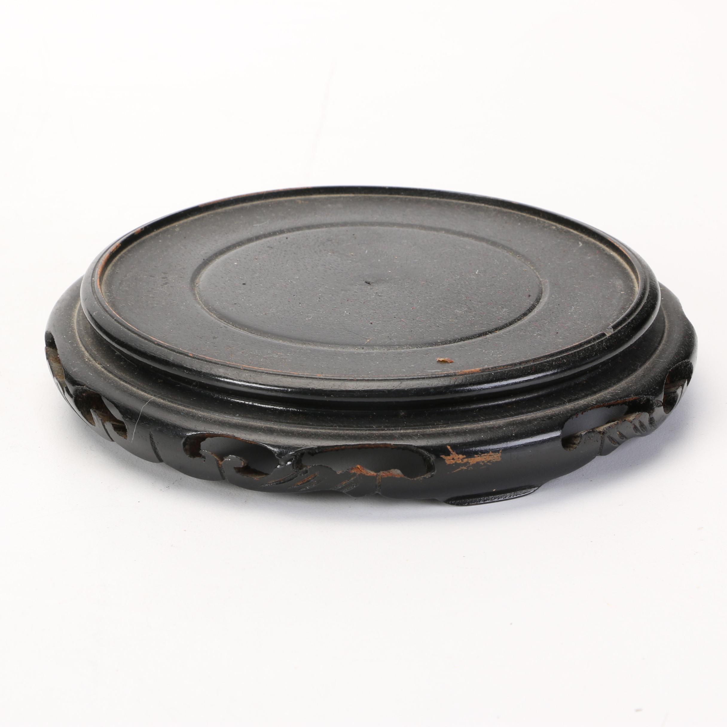 Chinese Carved Wood Vase and Figurine Stands