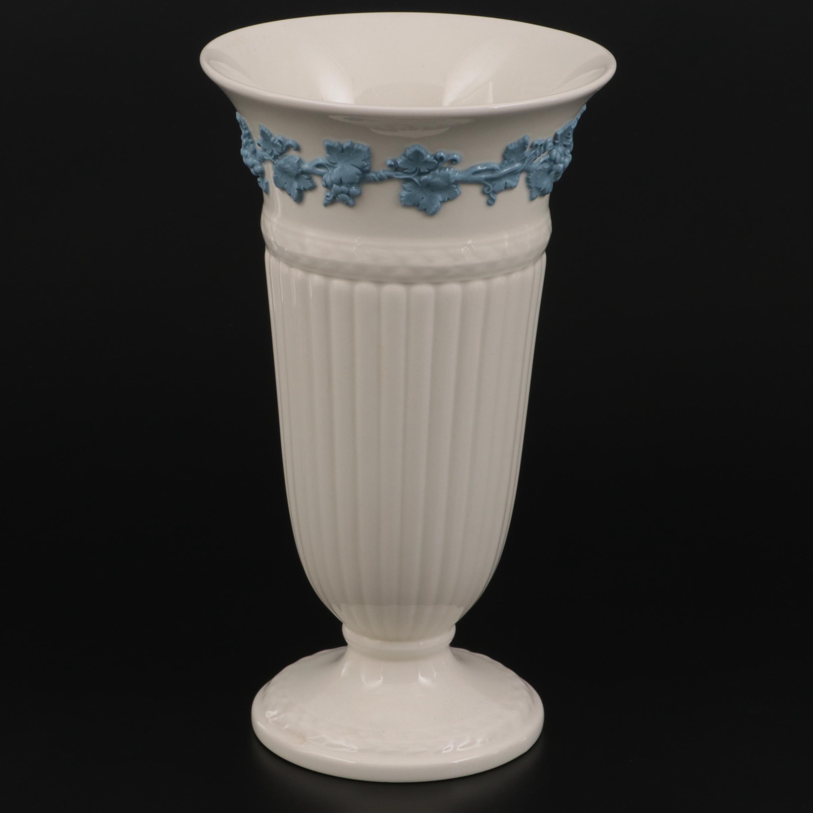 Wedgwood of Etruria & Barlaston Embossed Queensware Vase and Vanity Boxes