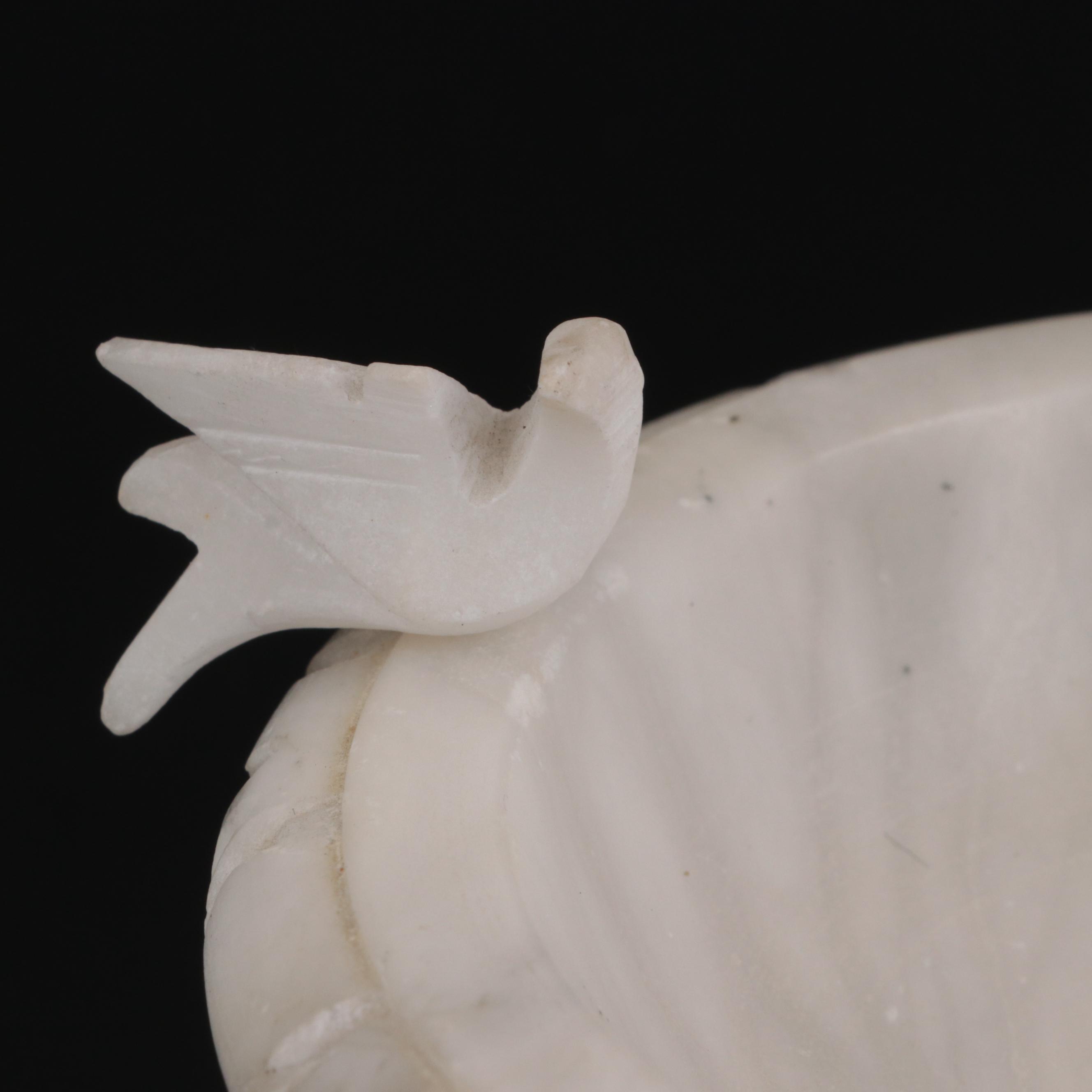 Neoclassical Style Carved Marble Tabletop Bird Bath Bowl