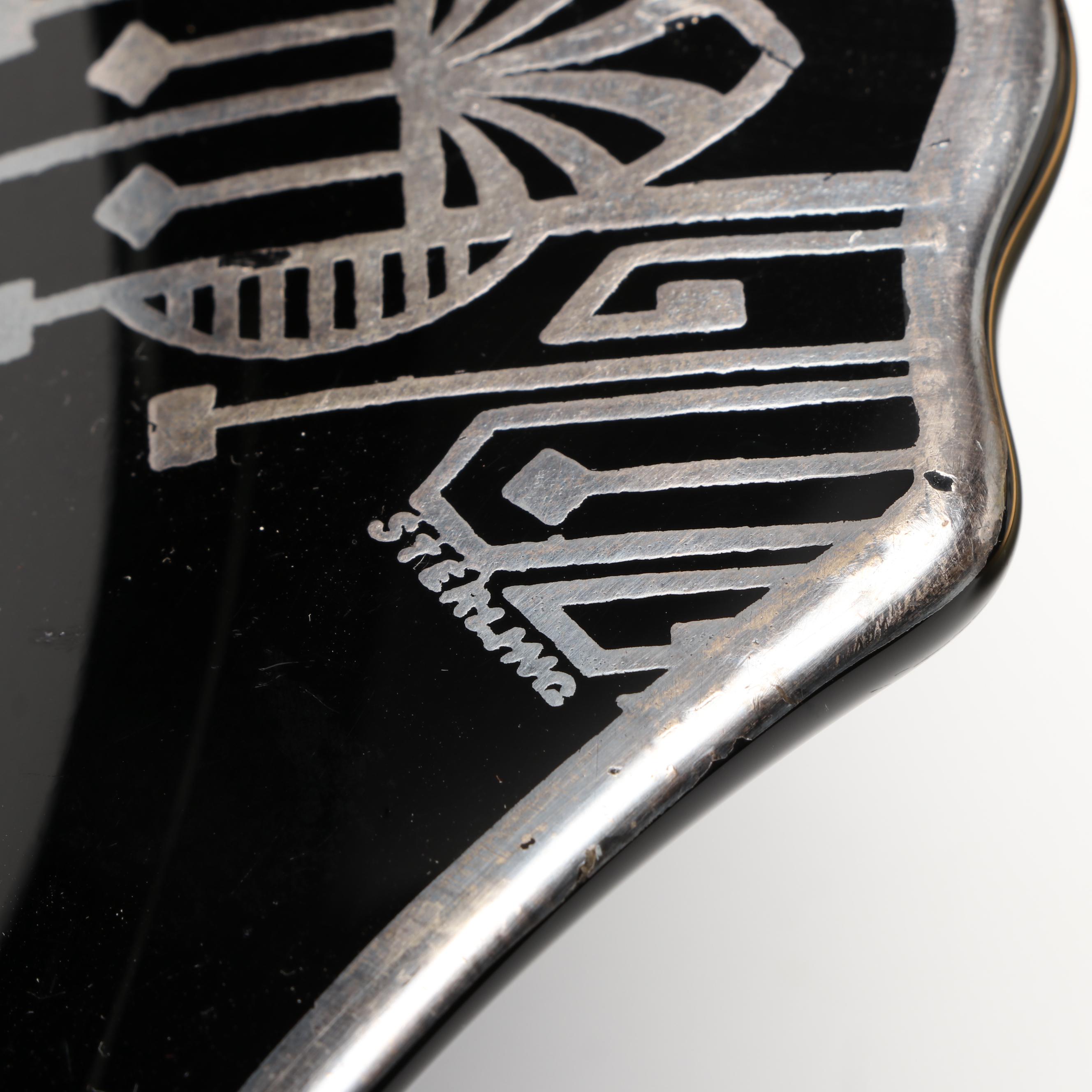 Art Deco Black Amethyst Glass with Sterling Overlay and Other Bowls