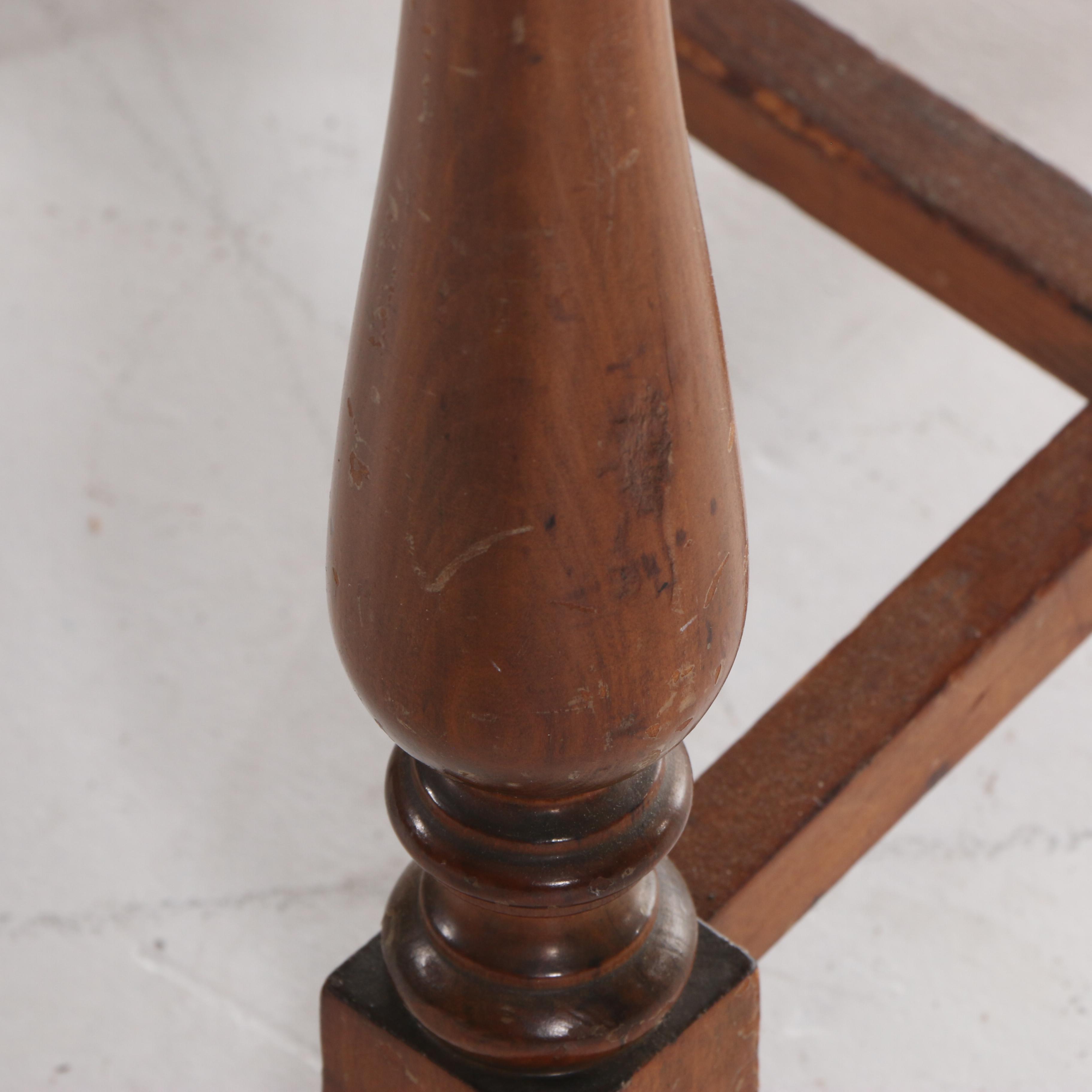 Five Jacobean Revival Walnut Dining Chairs with Needlepoint-Upholstered Seats