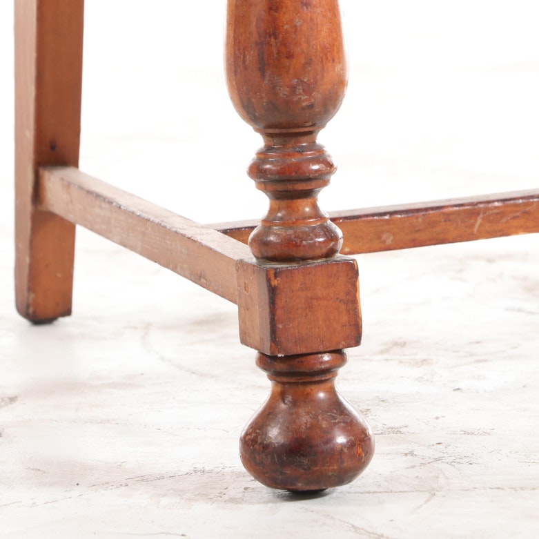 Five Jacobean Revival Walnut Dining Chairs with Needlepoint-Upholstered Seats