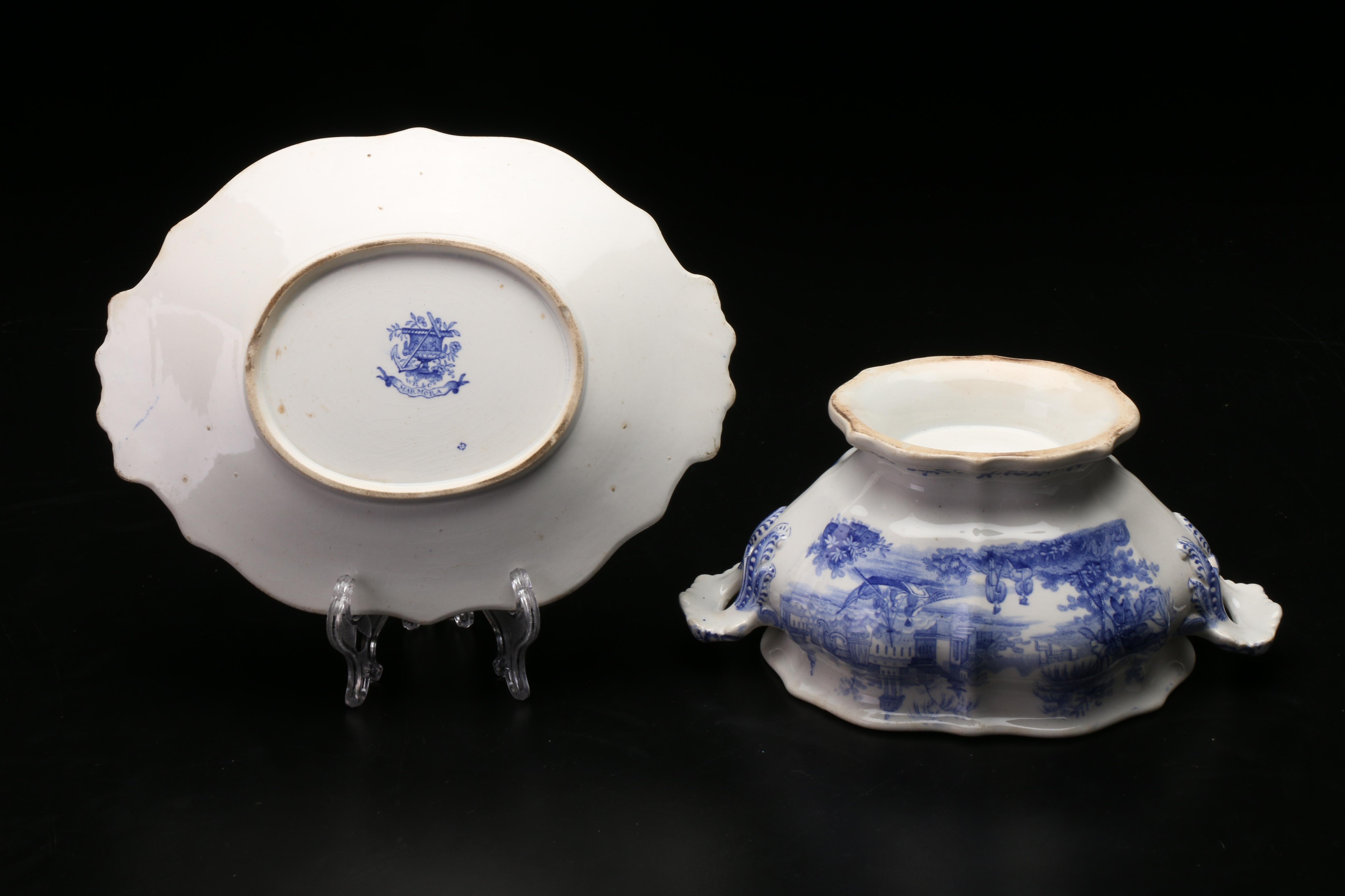 William Ridgway and Co. "Marmora" English Ironstone Tureen, Mid-19th Century