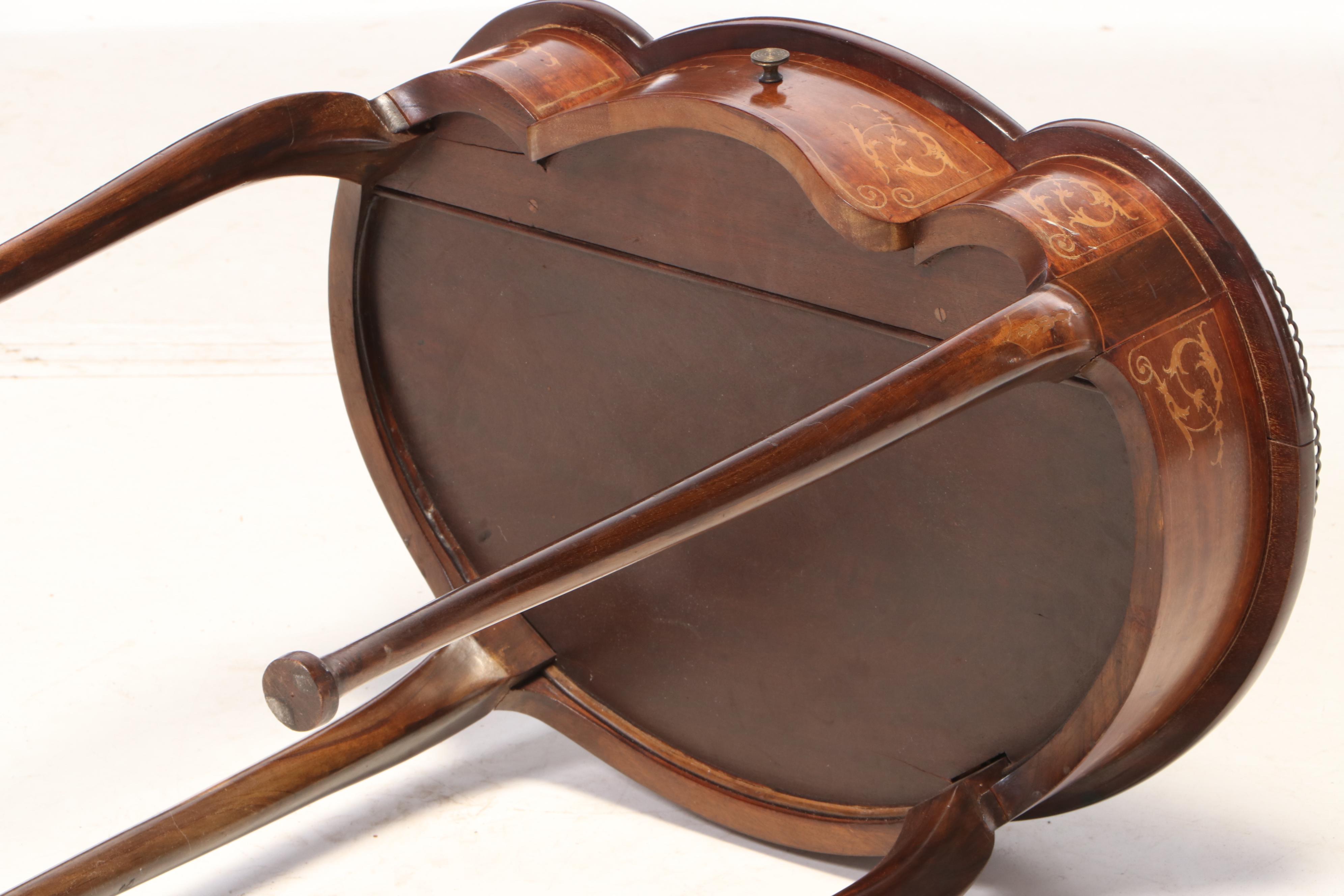 Queen Anne Style Mahogany and Marquetry Side Table, 20th Century