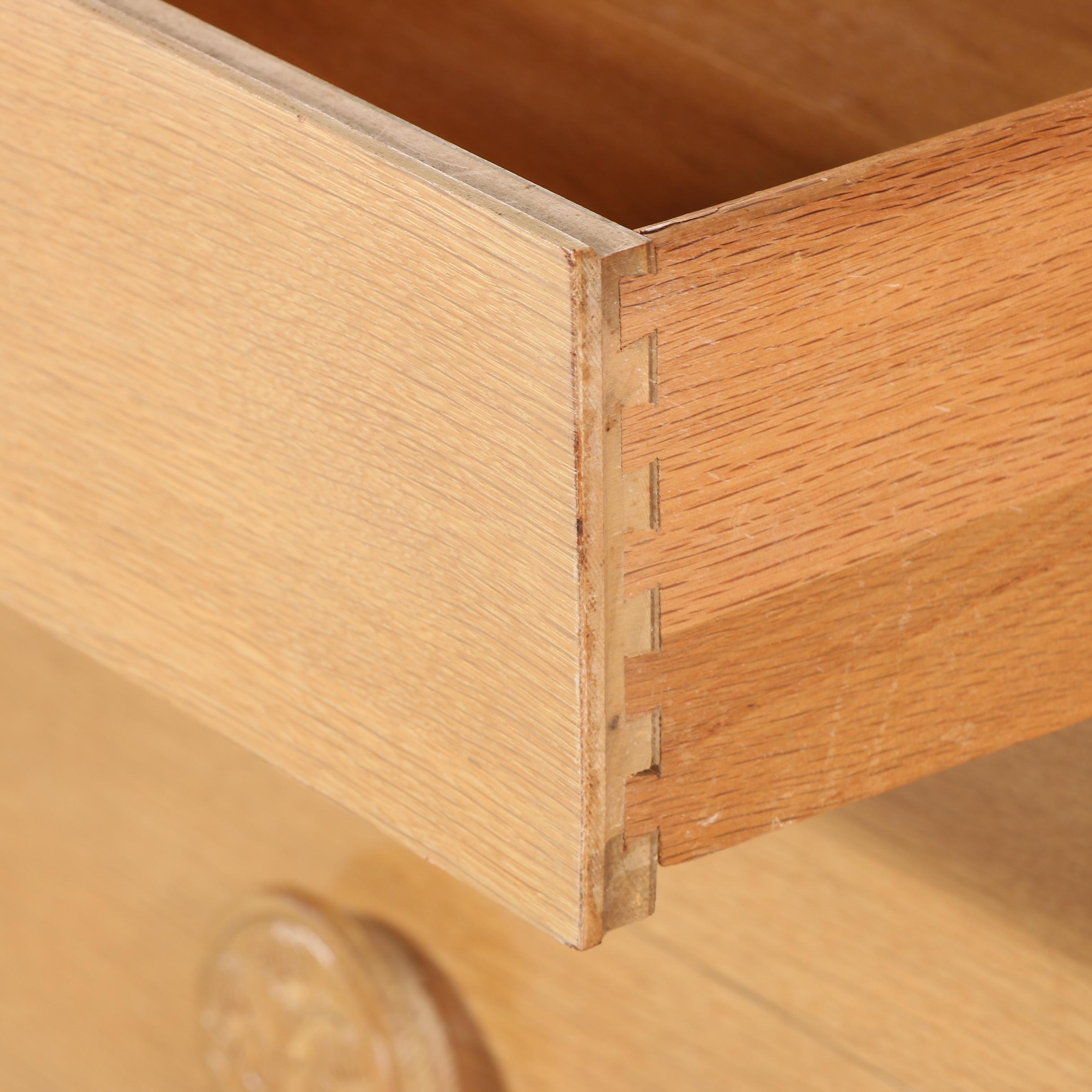 Chinoiserie Design Blonde Oak Credenza, Mid-20th Century