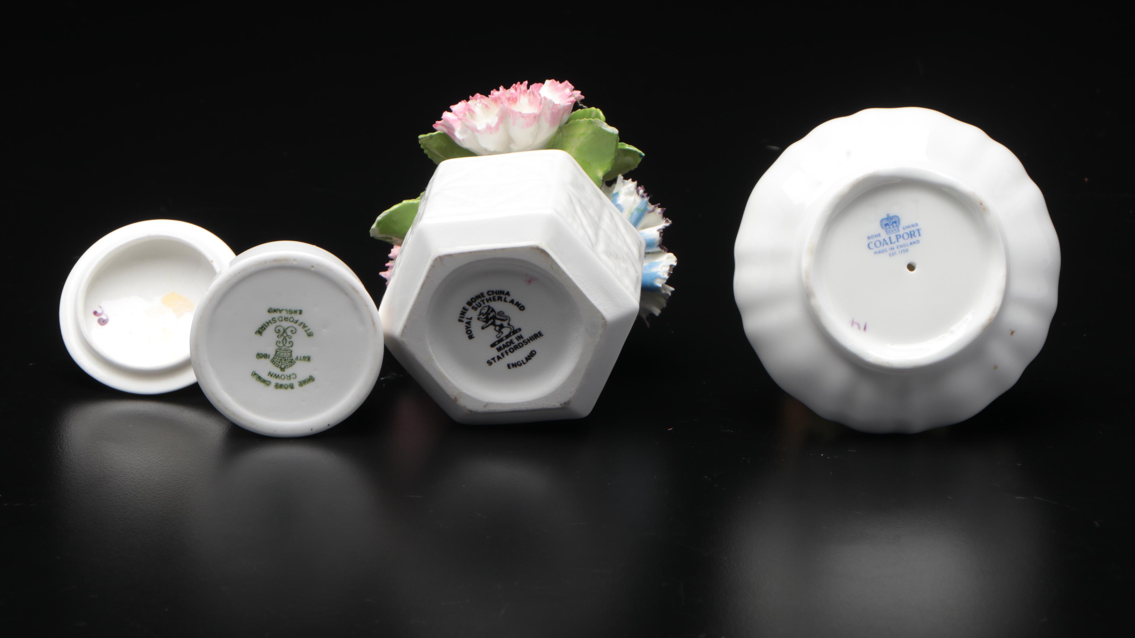 Royal Sutherland, Crown Staffordshire and Coalport Bone China Floral Bouquets