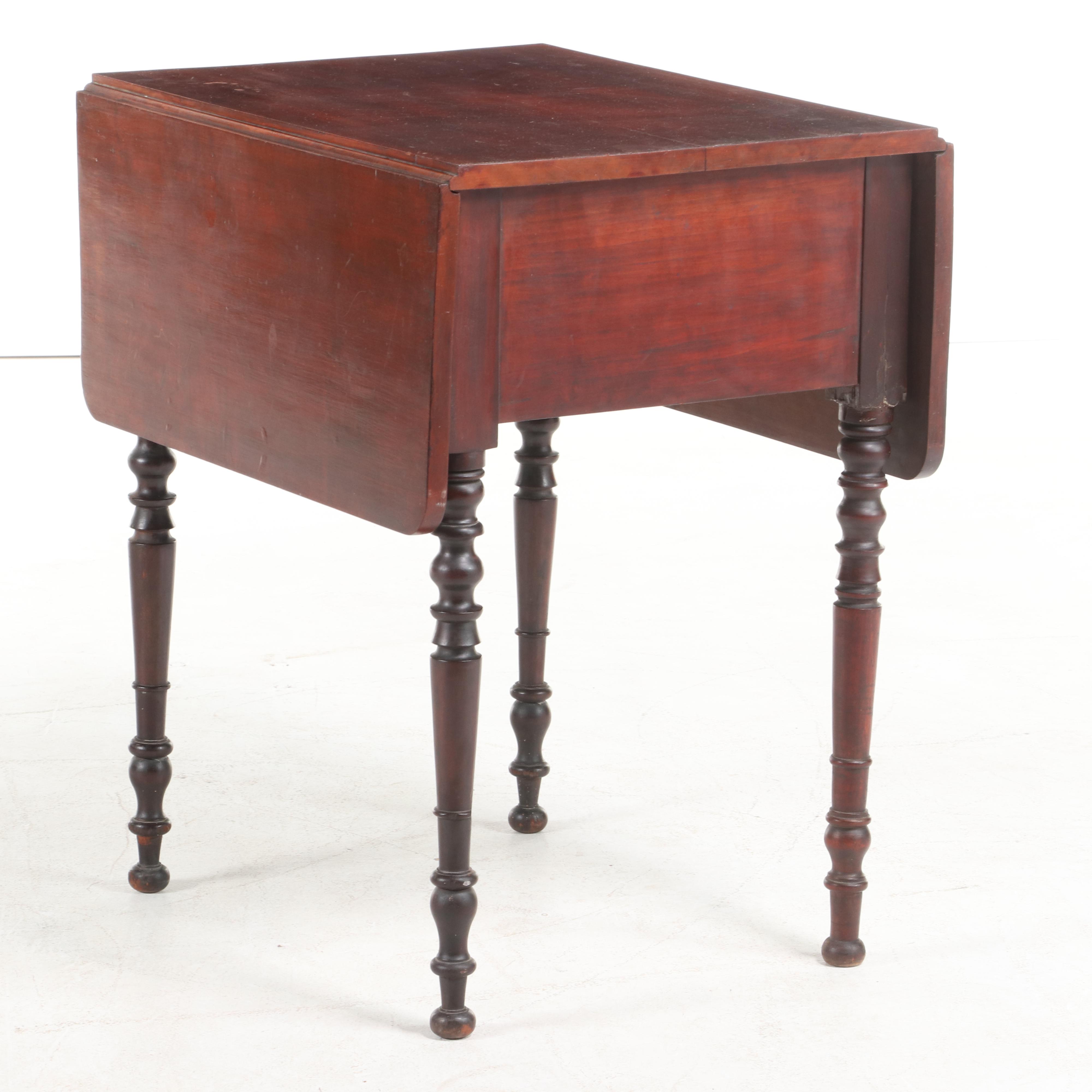 Late Federal Cherry Drop-Leaf End Table, Mid-19th Century